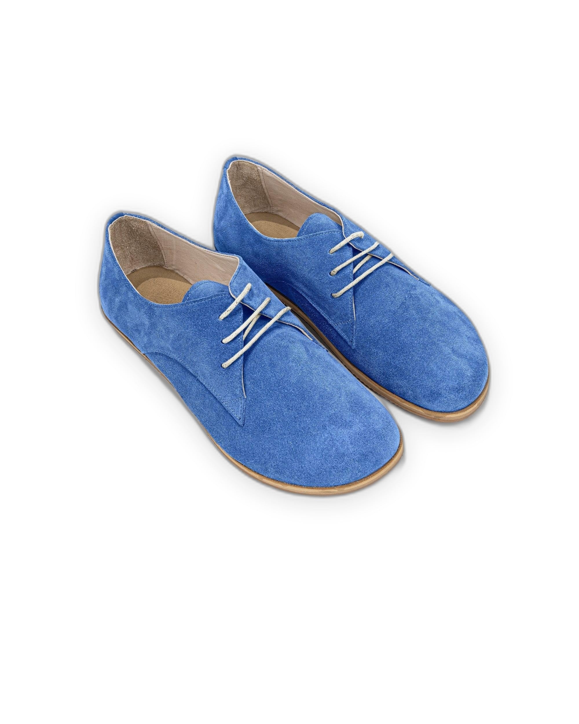 Men's Blue Suede Oxford Shoes - Handcrafted Calf Leather Wide Toe Box | Bespoky