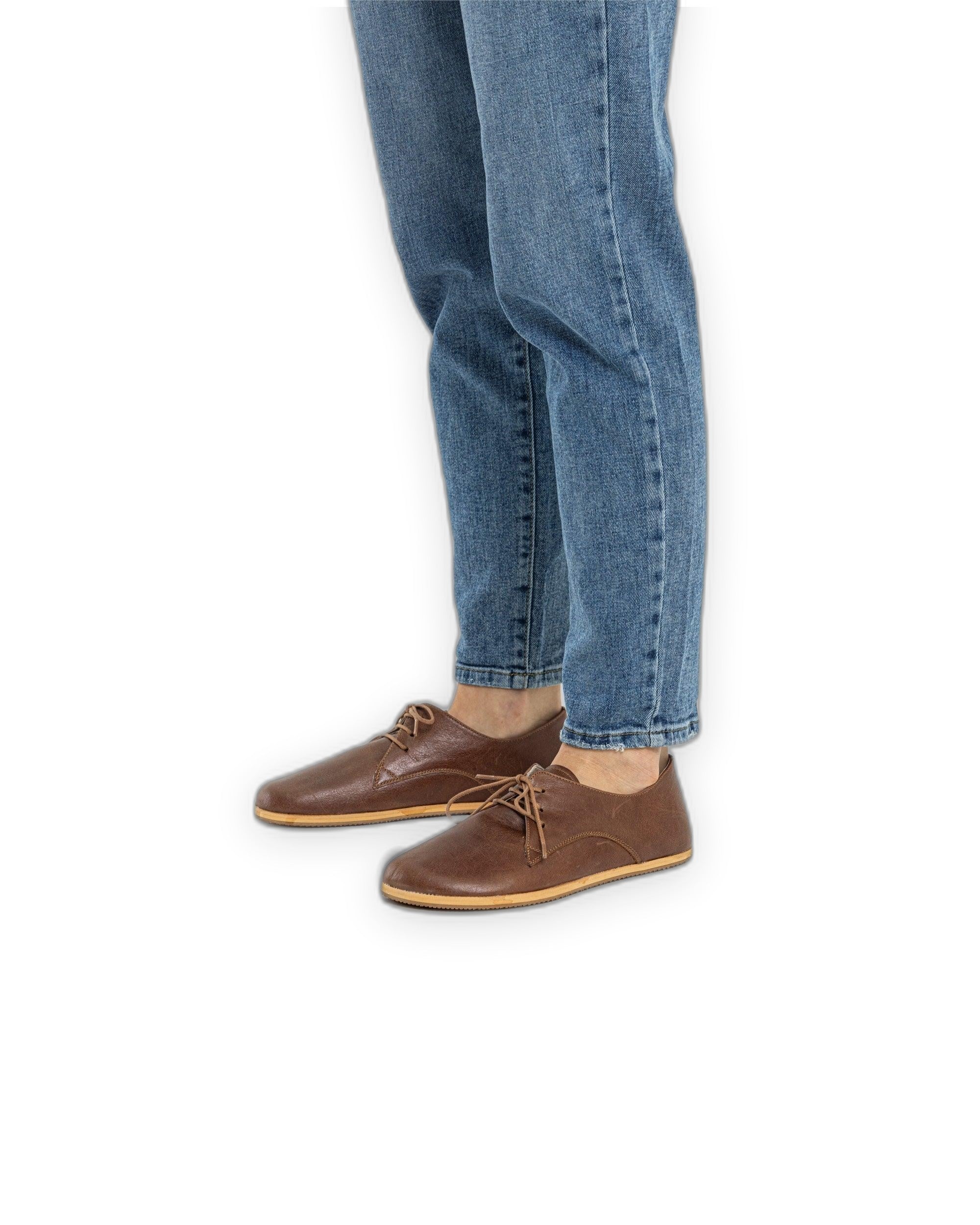 Pair Brown Oxford Shoes - Barefoot Wide Toe Calf Leather | Bespoky