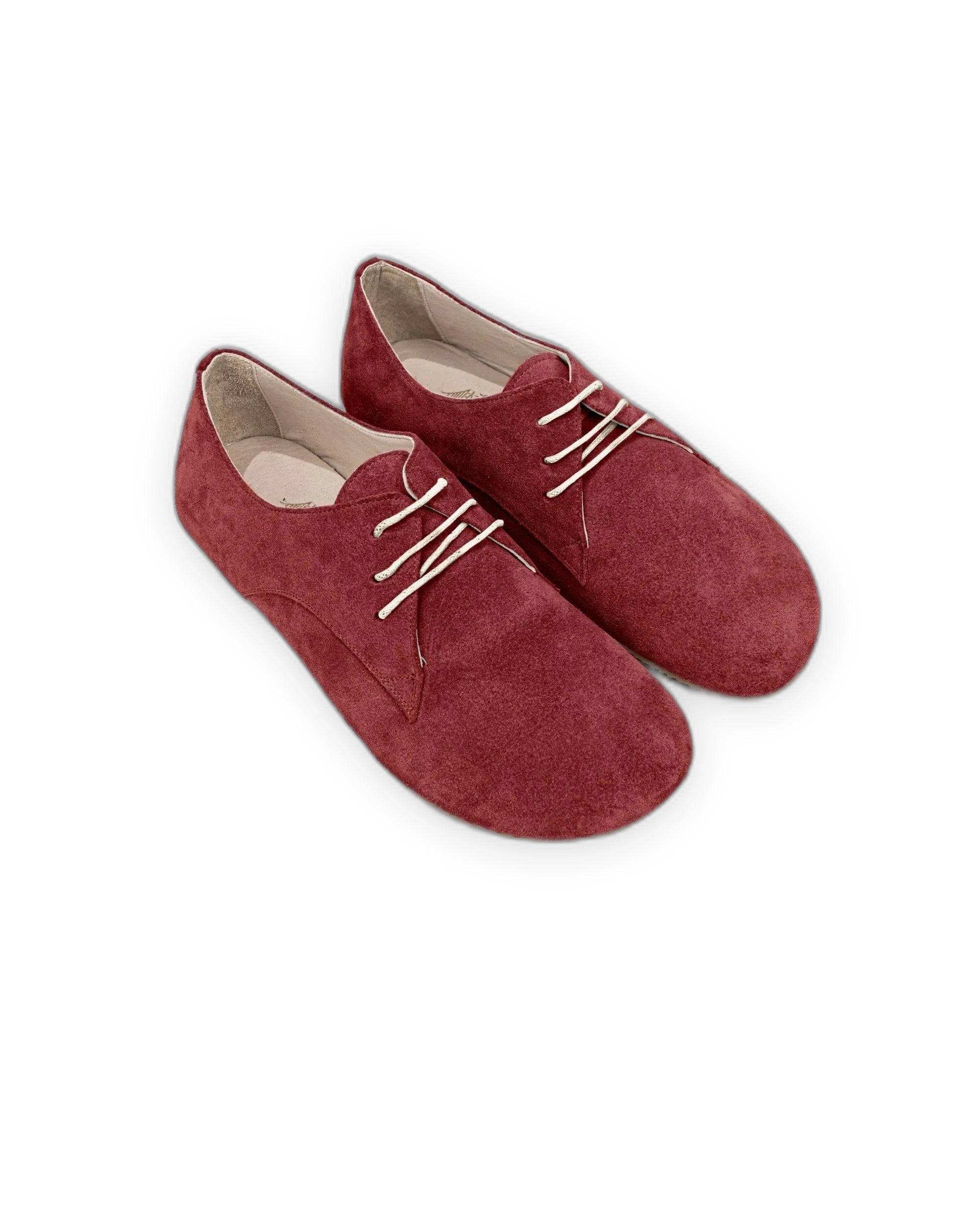 Men's Burgundy Suede Oxford Shoes - Handcrafted Calf Leather Wide Toe Box | Bespoky