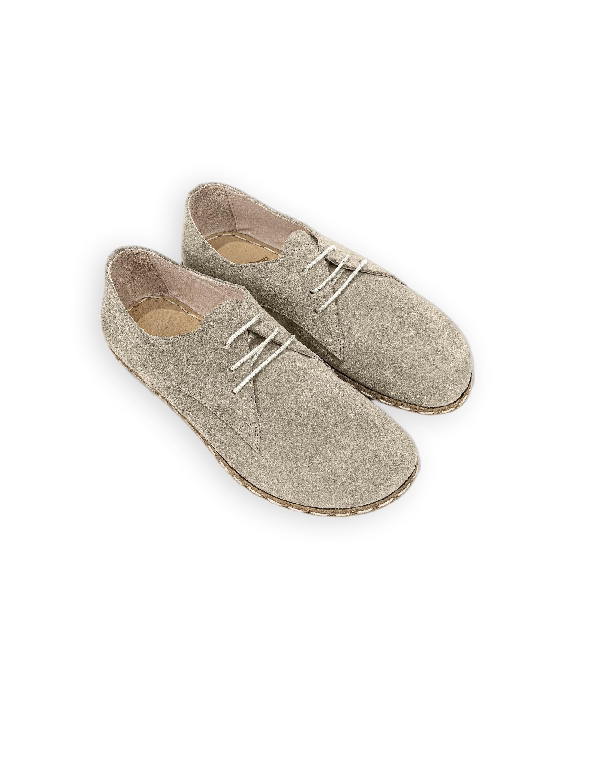 Men's Cream Suede Oxford Shoes - Handcrafted Calf Leather Wide Toe Box | Bespoky