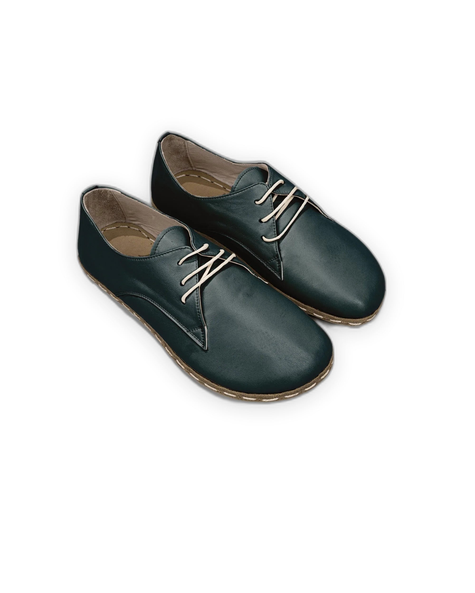 Men's Dark Green Oxford Shoes - Handcrafted Calf Leather Wide Toe Box | Bespoky