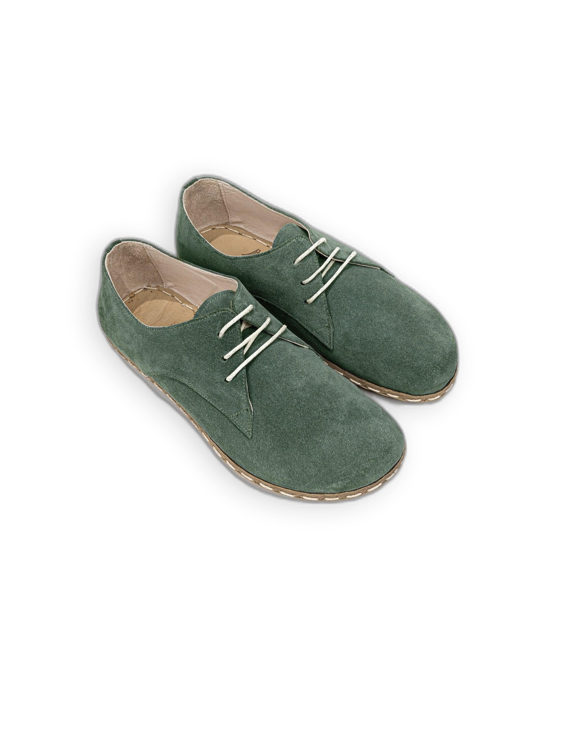 Men's Green Suede Oxford Shoes - Handcrafted Calf Leather Wide Toe Box | Bespoky