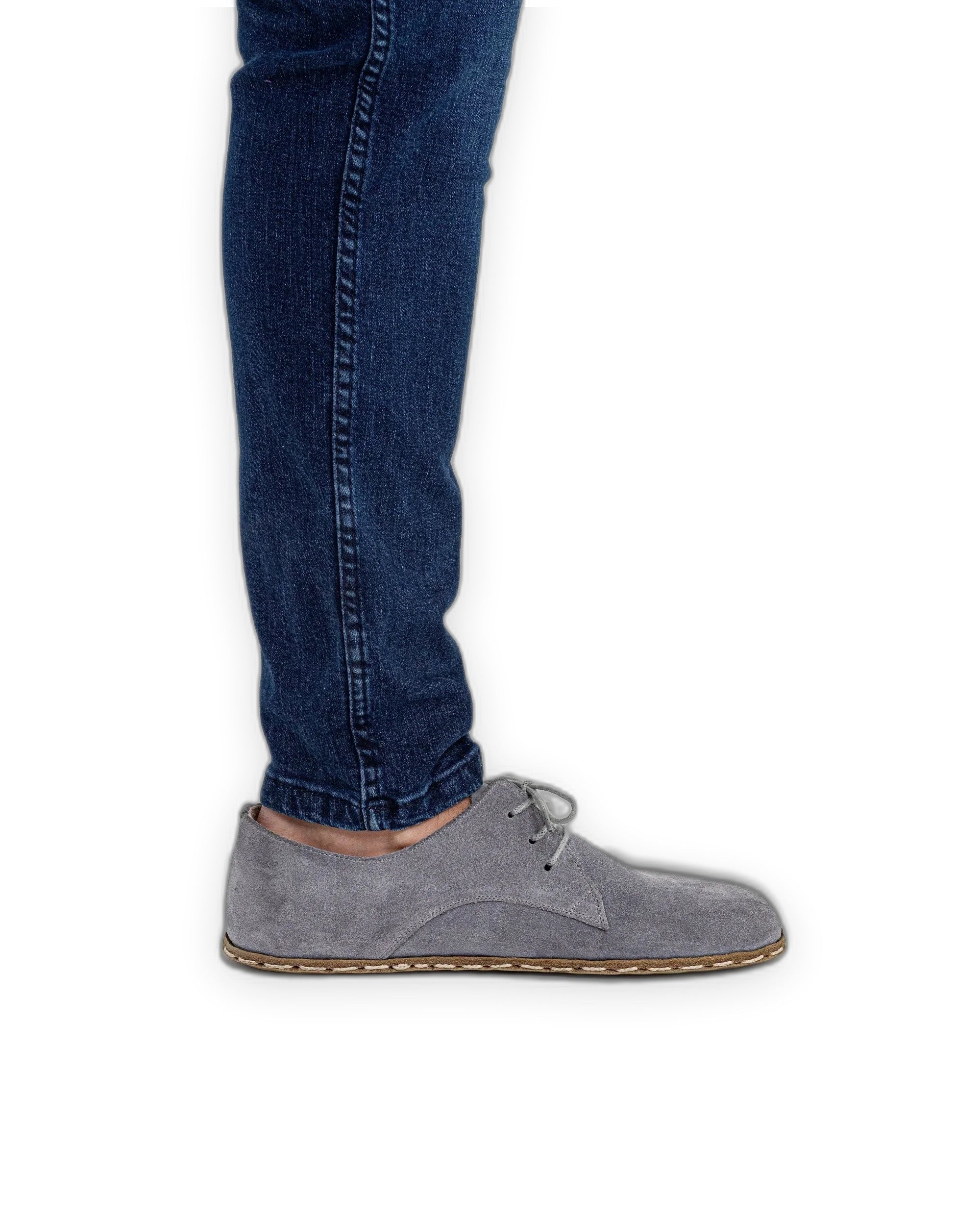 Detail Grey Suede Oxford Shoes - Handcrafted Calf Leather Turkey | Bespoky