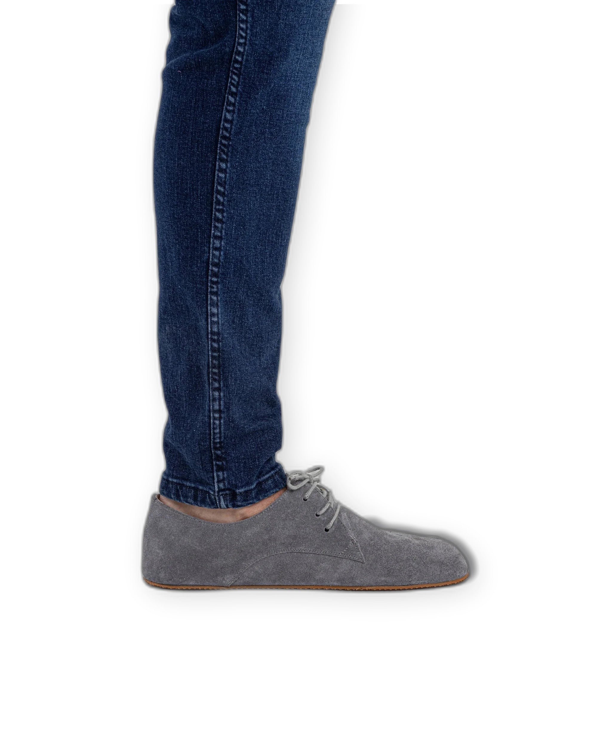 Back view Grey Suede Oxford Shoes - Calf Leather Handcrafted | Bespoky