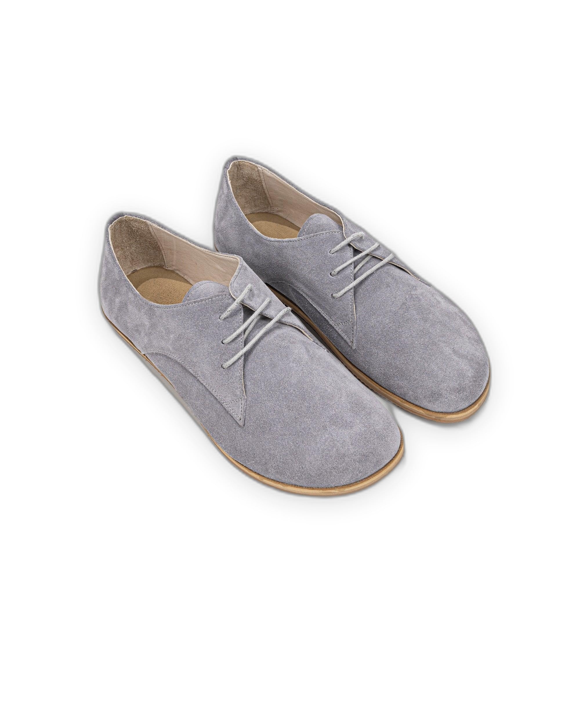 Men's Grey Suede Oxford Shoes - Handcrafted Calf Leather Wide Toe Box | Bespoky