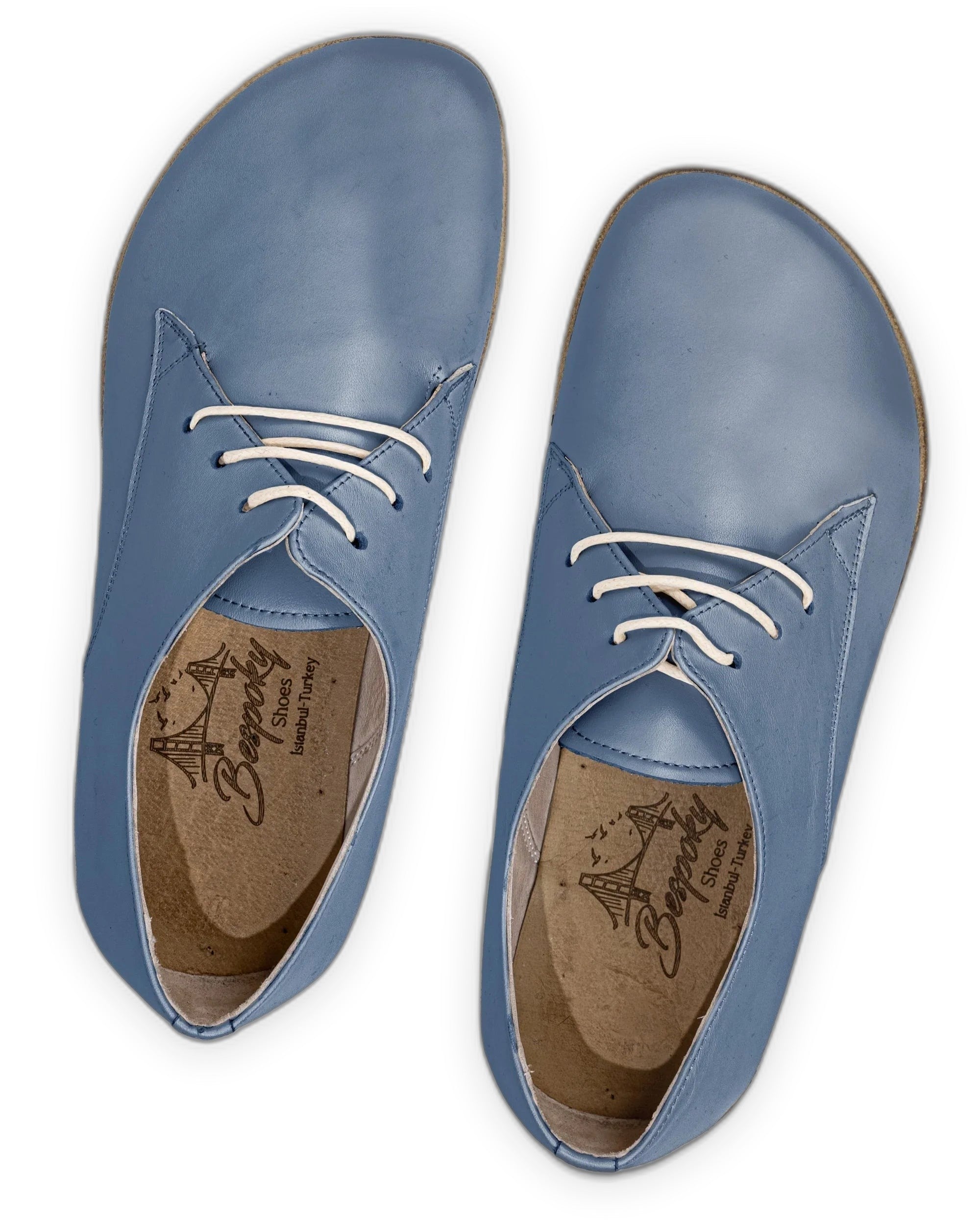 Side view Jean Blue Oxford Shoes - Calf Leather Zero Drop | Bespoky