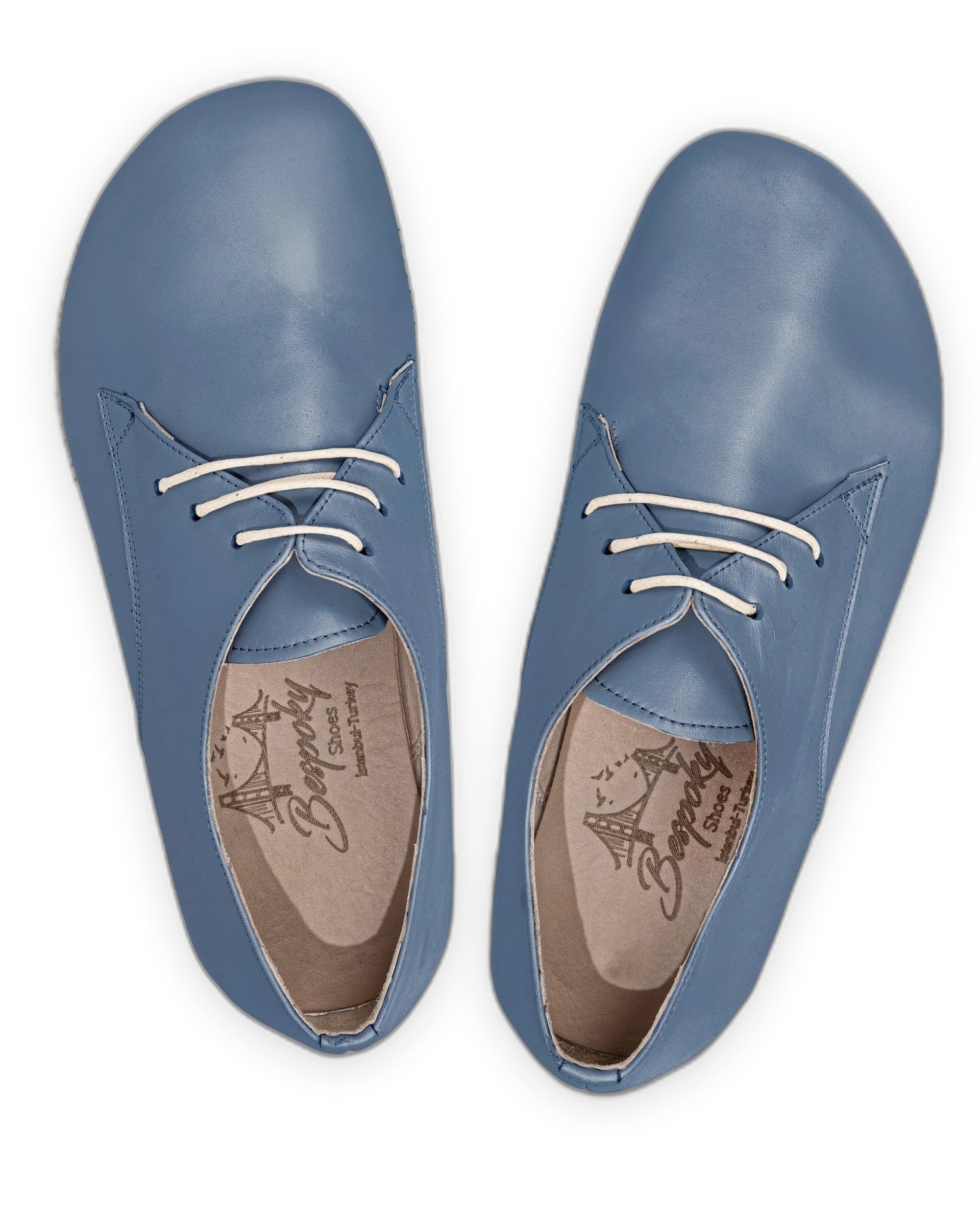 Side view Jean Blue Oxford Shoes - Calf Leather Zero Drop | Bespoky