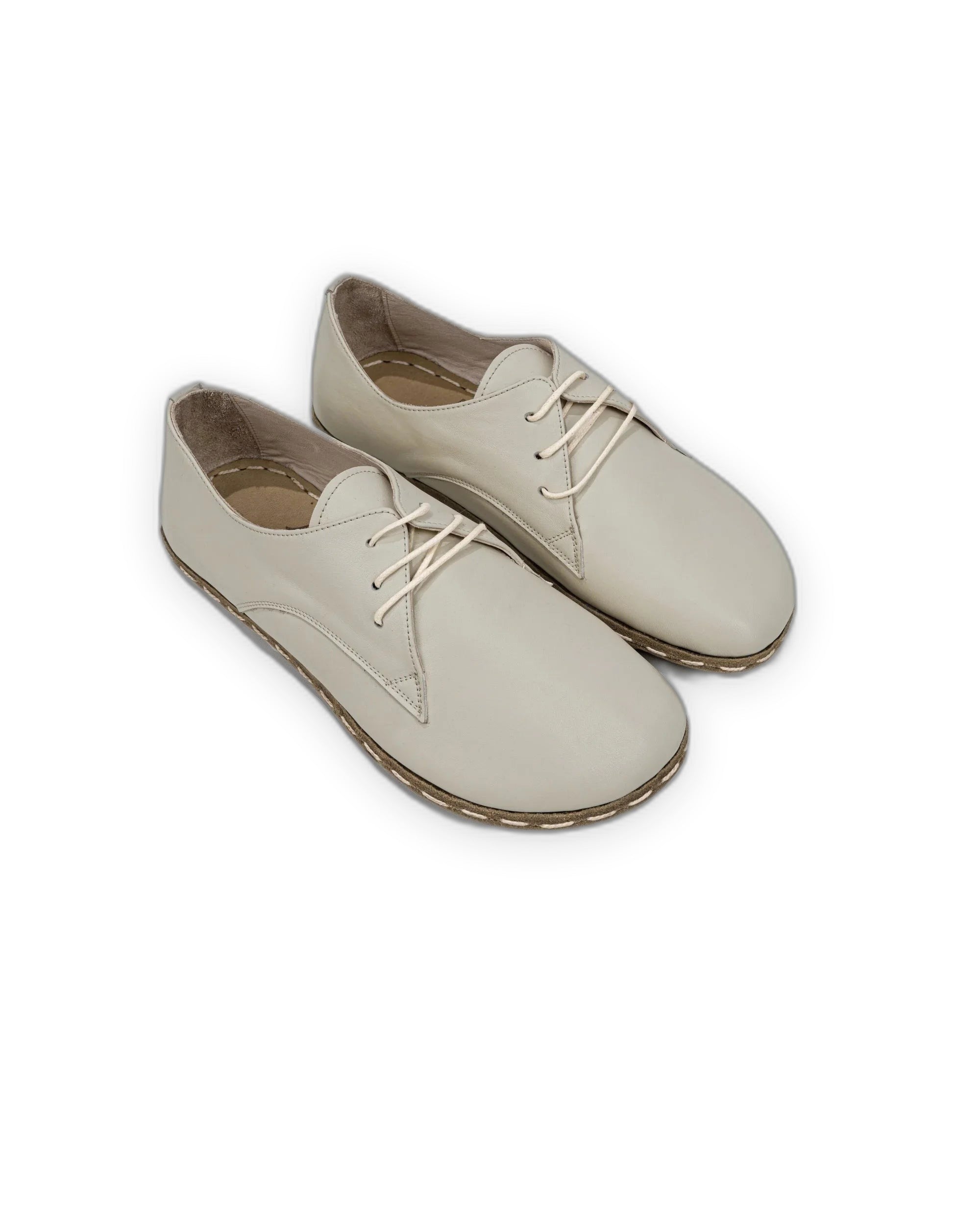 Men's Lucas Beige Oxford Shoes - Handcrafted Calf Leather Wide Toe Box | Bespoky