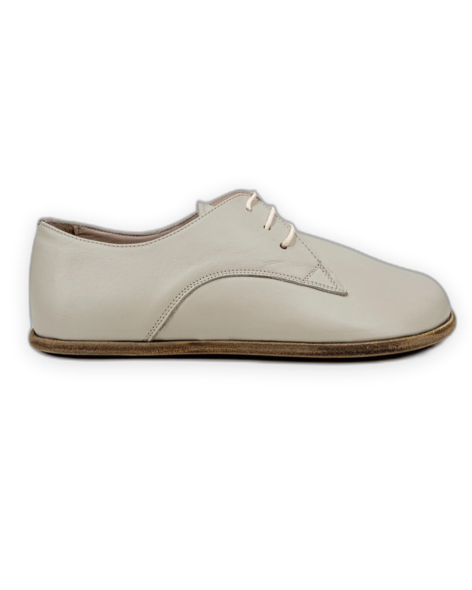 Side view Lucas Beige Oxford Shoes - Calf Leather Zero Drop | Bespoky