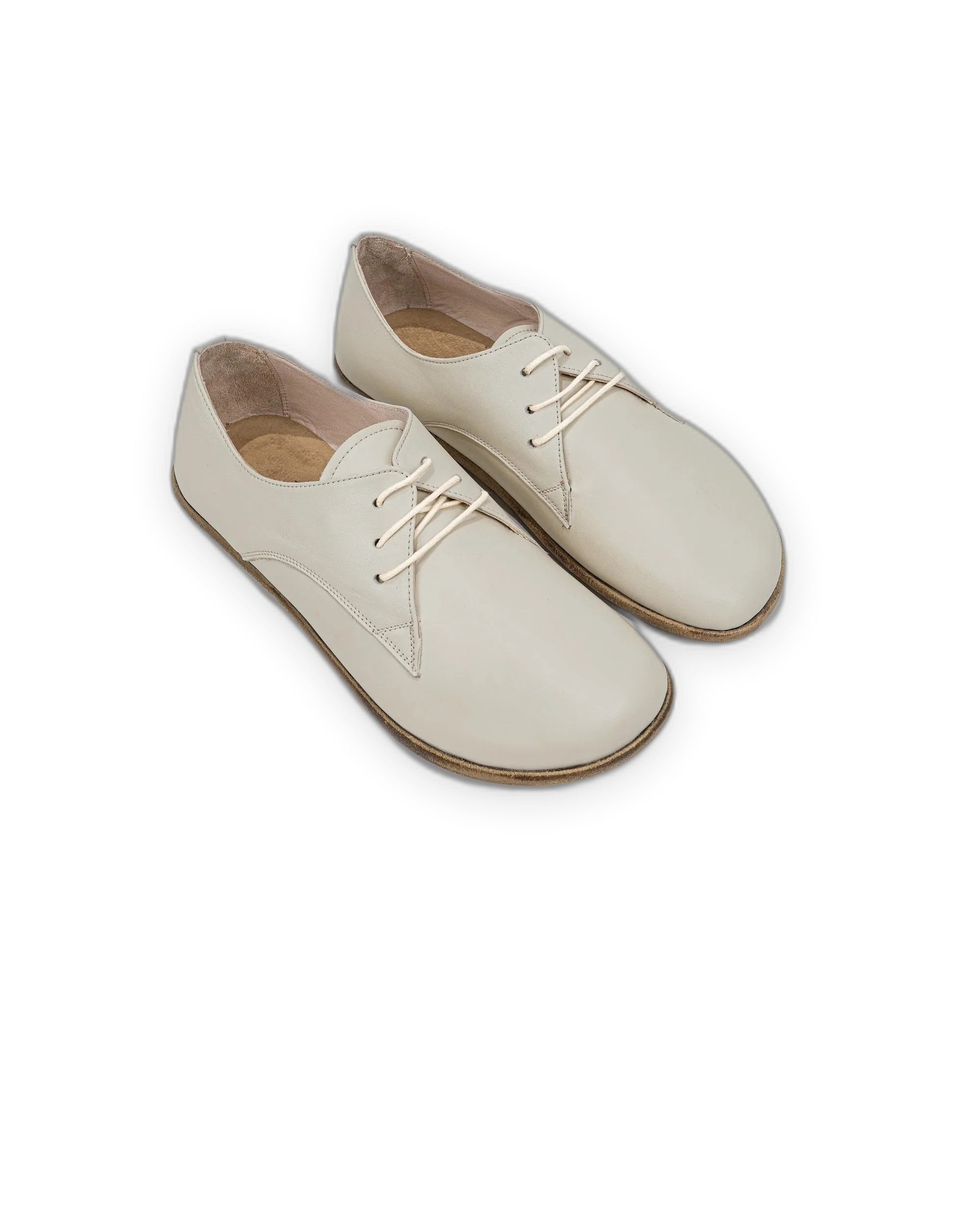 Men's Lucas Beige Oxford Shoes - Handcrafted Calf Leather Wide Toe Box | Bespoky