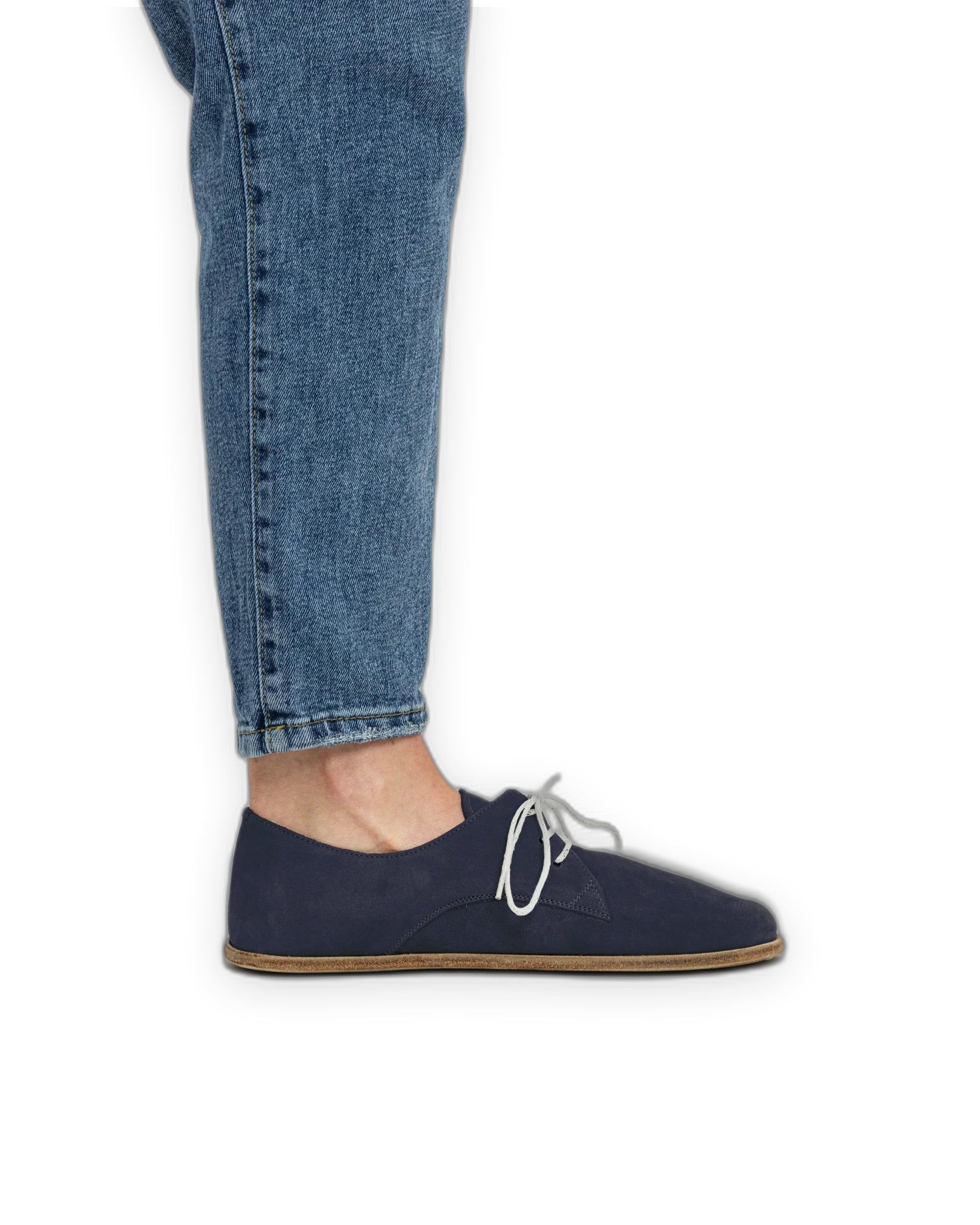 Pair Navy Nubuck Oxford Shoes - Barefoot Wide Toe Calf Leather | Bespoky