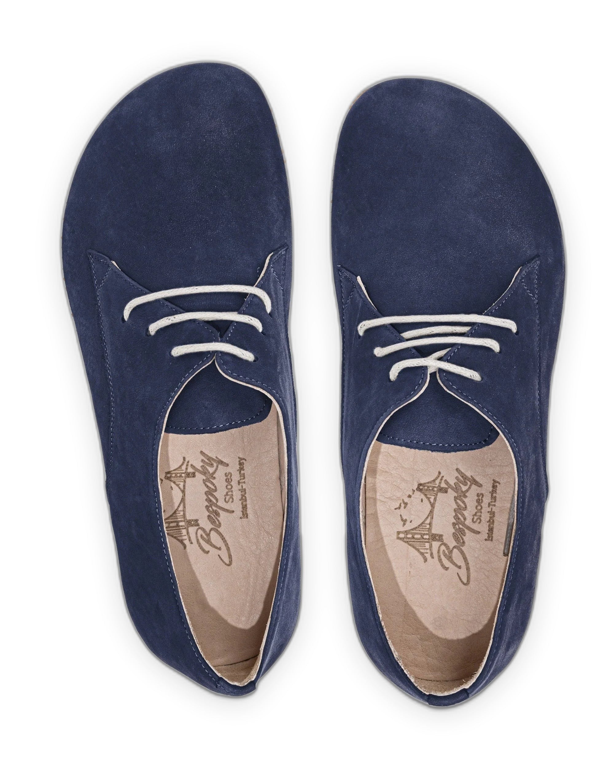 Detail Navy Nubuck Oxford Shoes - Handcrafted Calf Leather Turkey | Bespoky