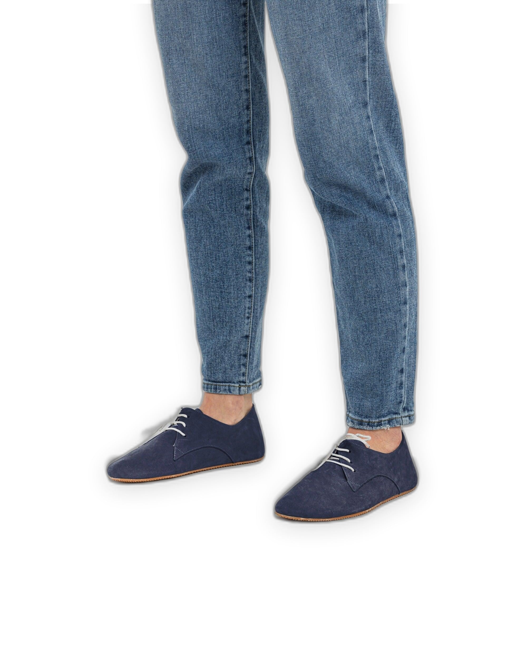 Pair Navy Nubuck Oxford Shoes - Barefoot Wide Toe Calf Leather | Bespoky