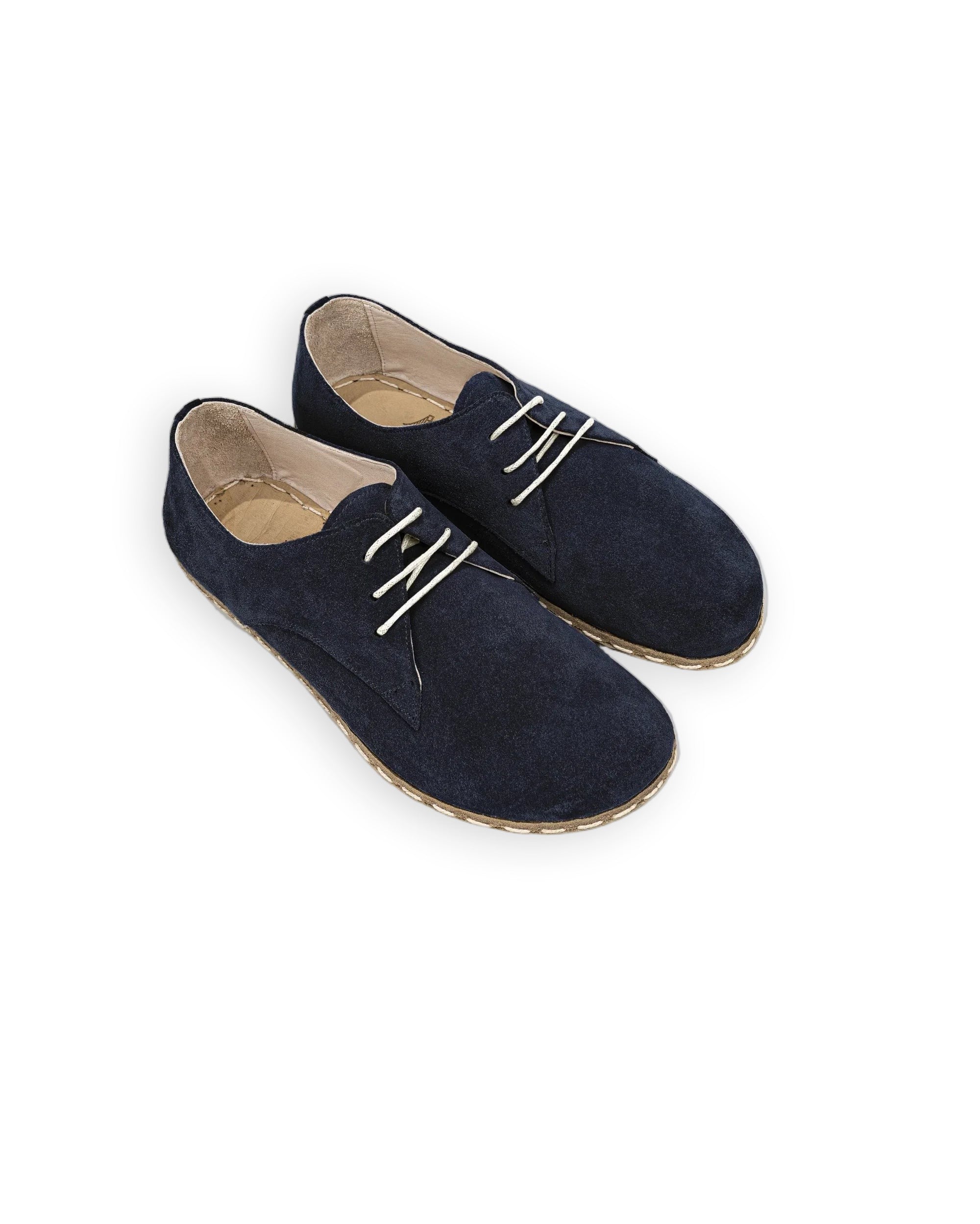 Men's Navy Suede Oxford Shoes - Handcrafted Calf Leather Wide Toe Box | Bespoky
