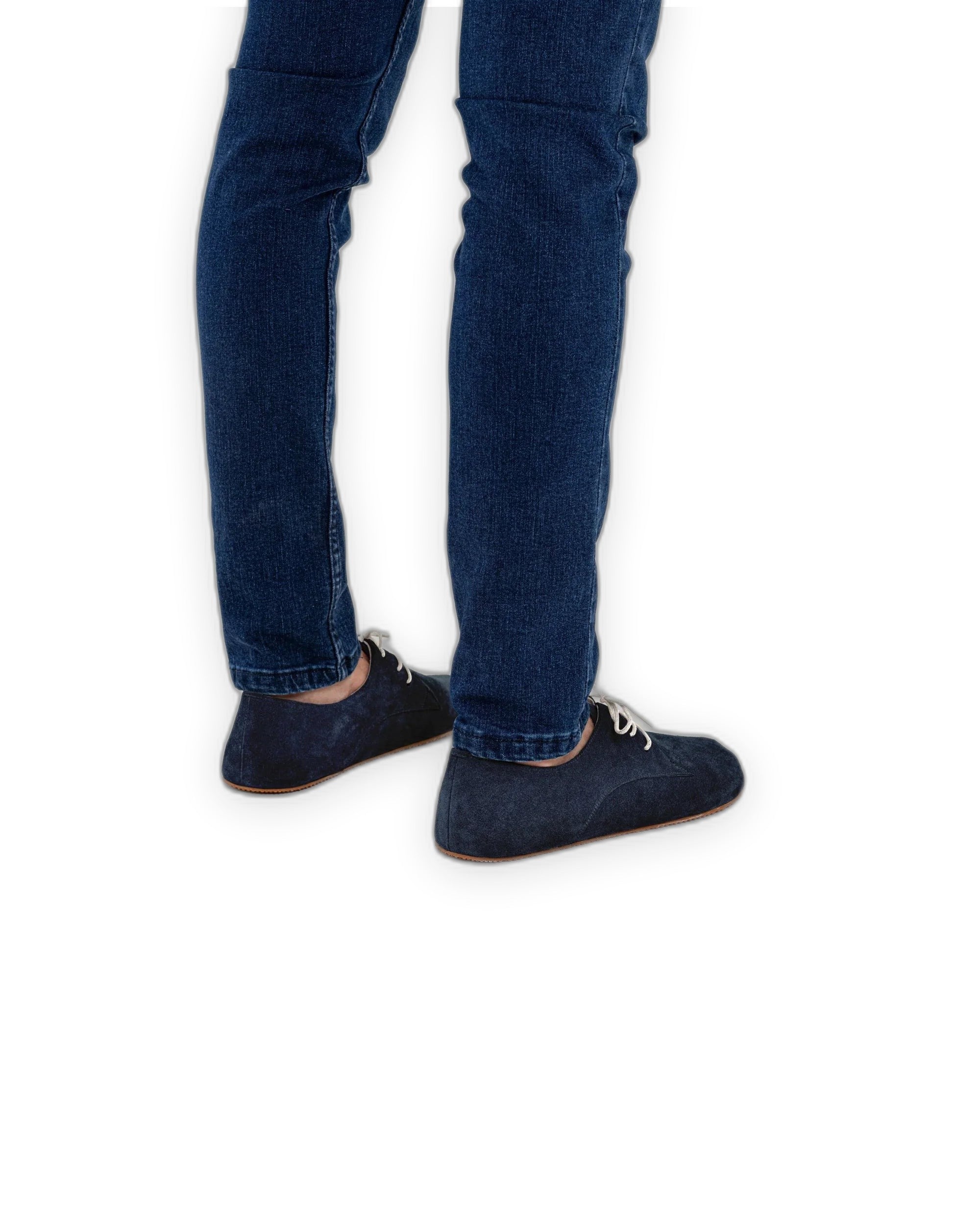Pair Navy Suede Oxford Shoes - Barefoot Wide Toe Calf Leather | Bespoky