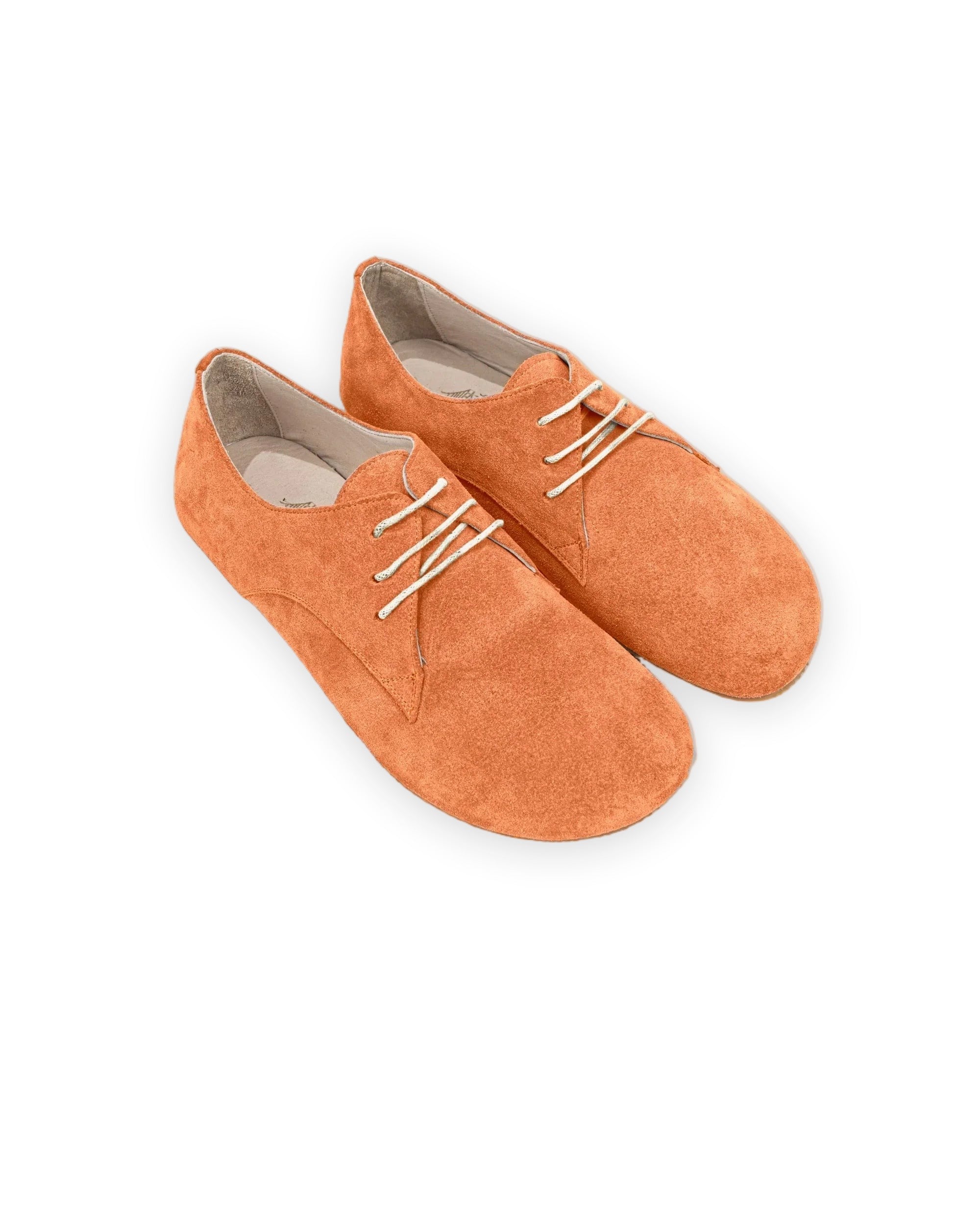 Men's Orange Suede Oxford Shoes - Handcrafted Calf Leather Wide Toe Box | Bespoky