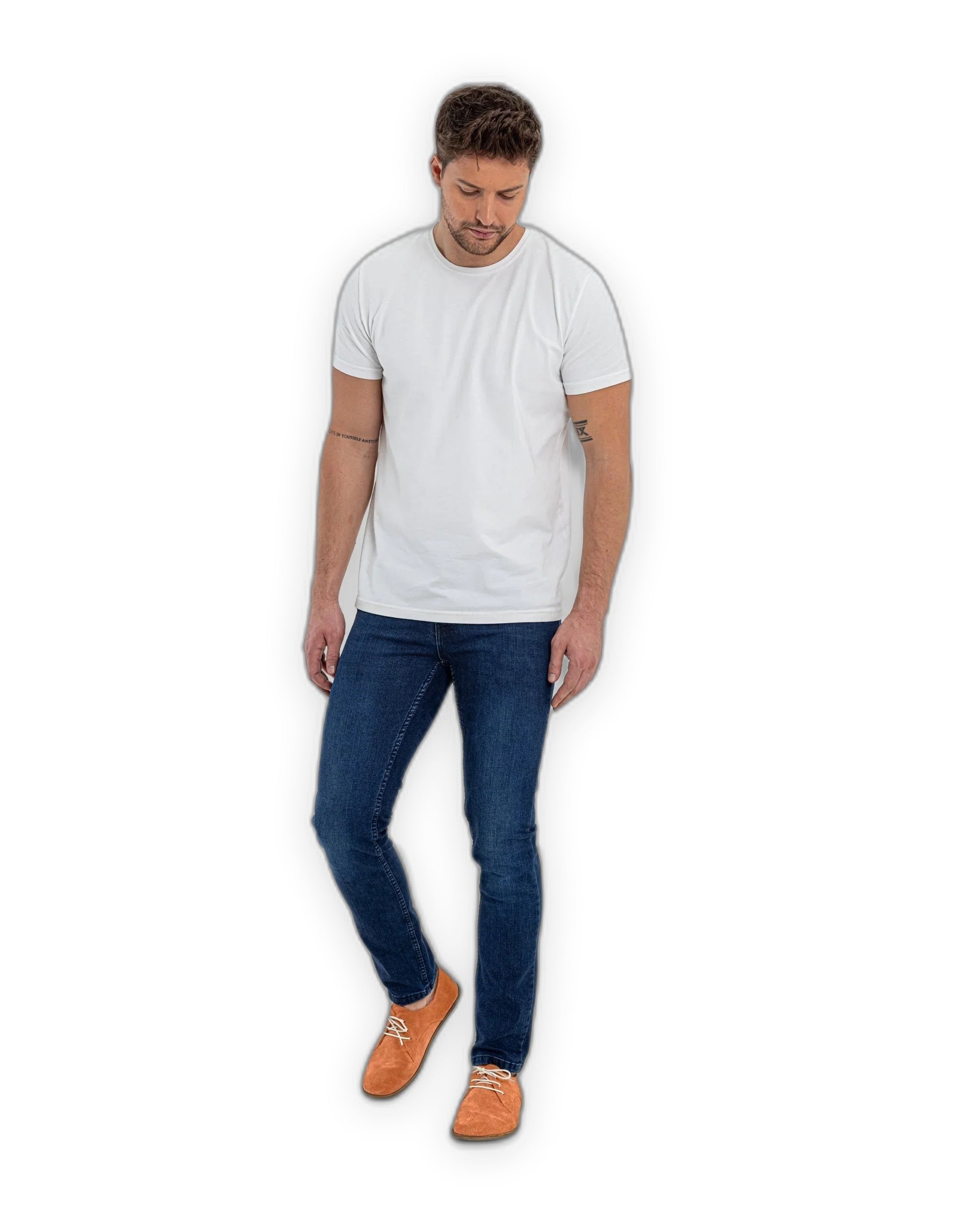 Pair Orange Suede Oxford Shoes - Barefoot Wide Toe Calf Leather | Bespoky