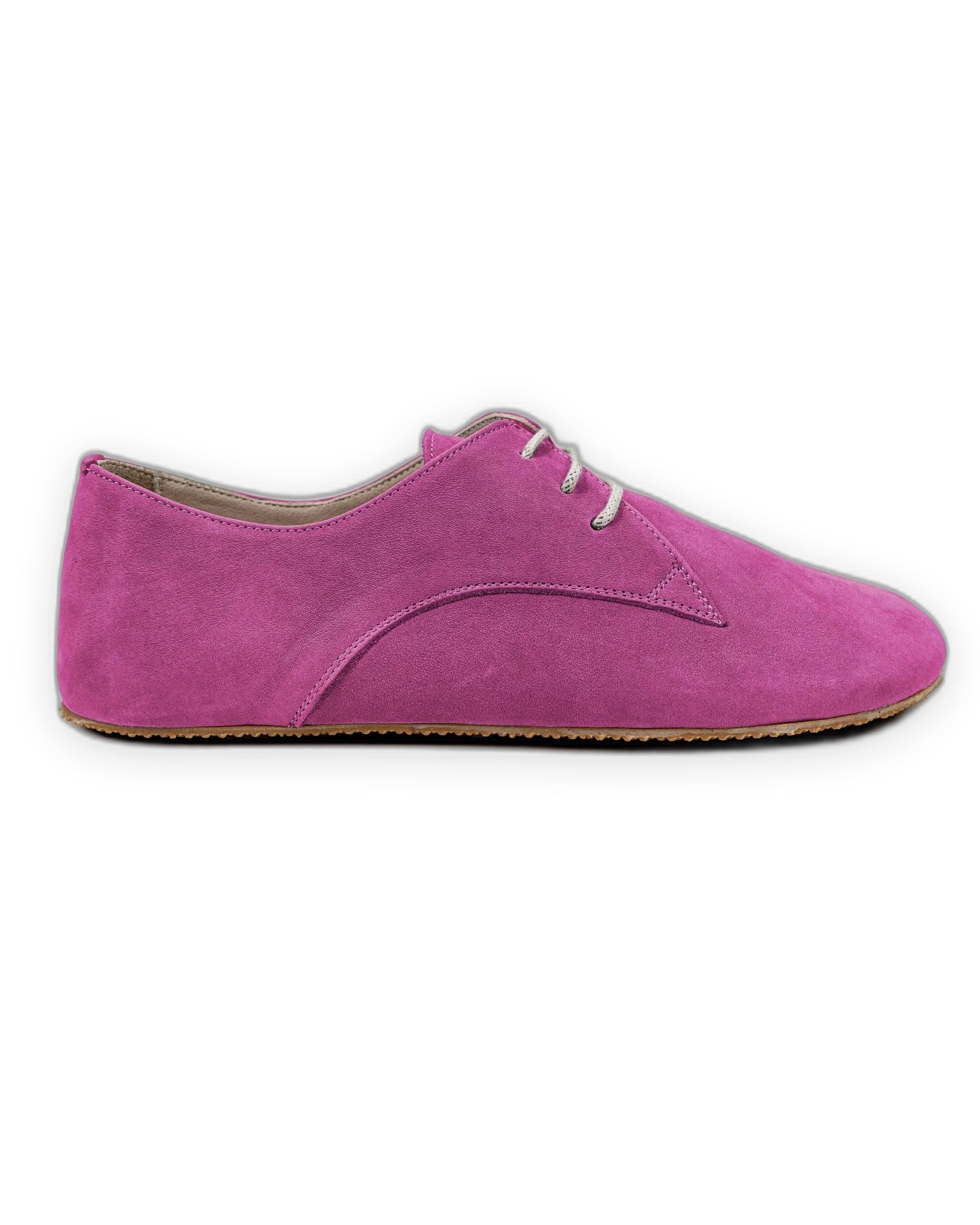 Side view Pink Nubuck Oxford Shoes - Calf Leather Zero Drop | Bespoky