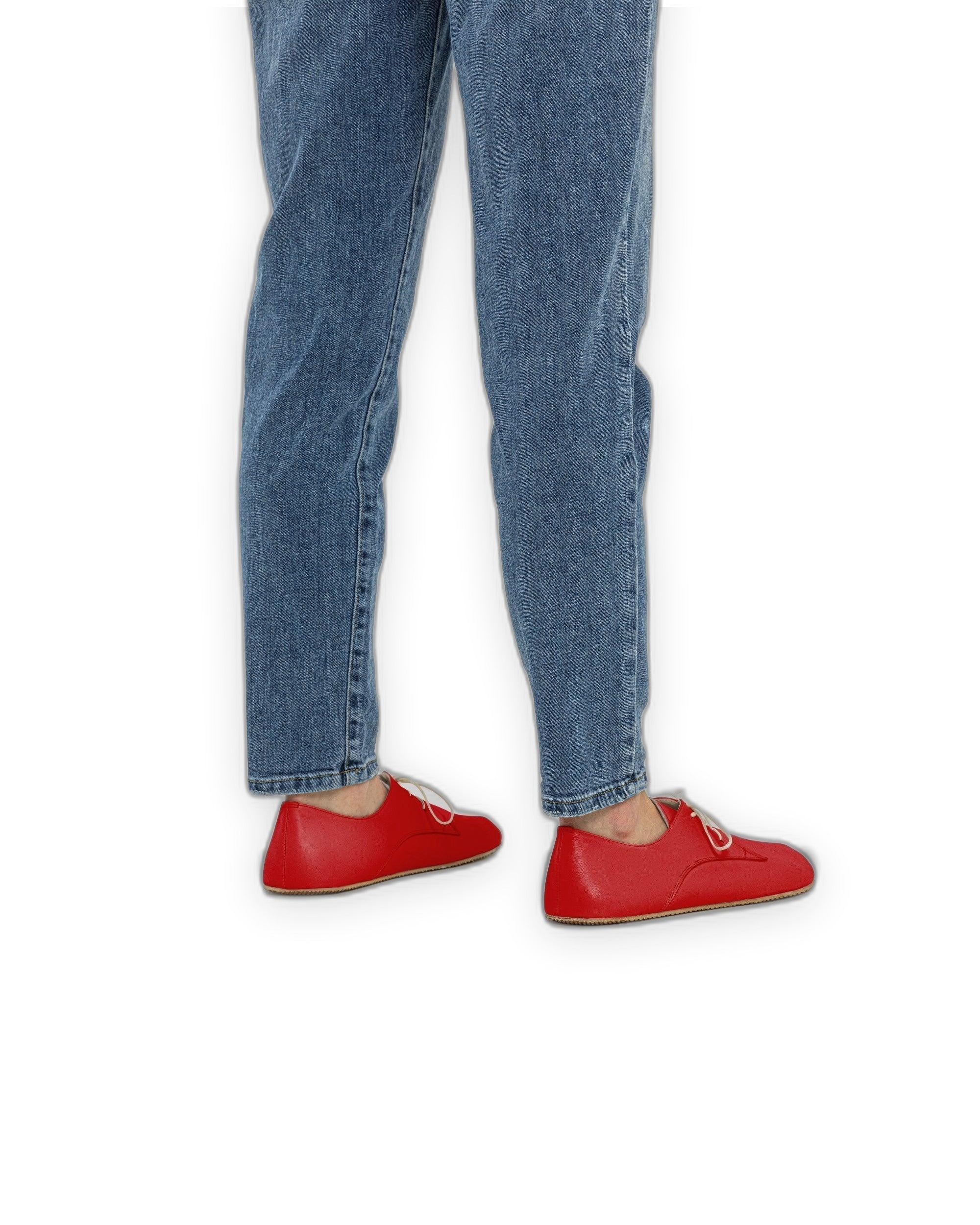 Pair Red Oxford Shoes - Barefoot Wide Toe Calf Leather | Bespoky