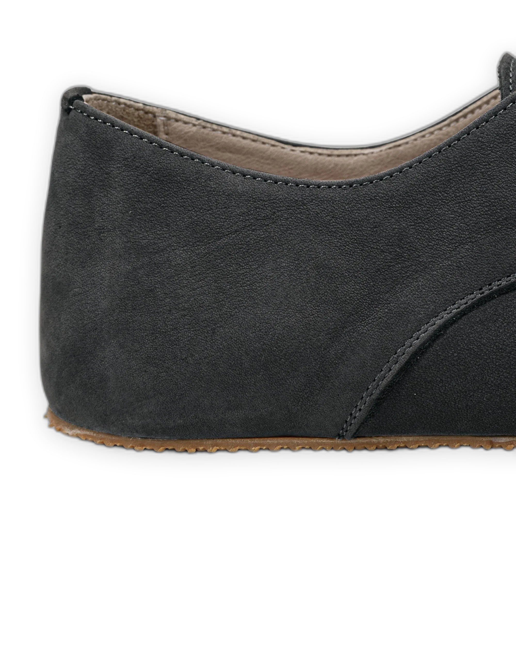 Side view Smoked Nubuck Oxford Shoes - Calf Leather Zero Drop | Bespoky