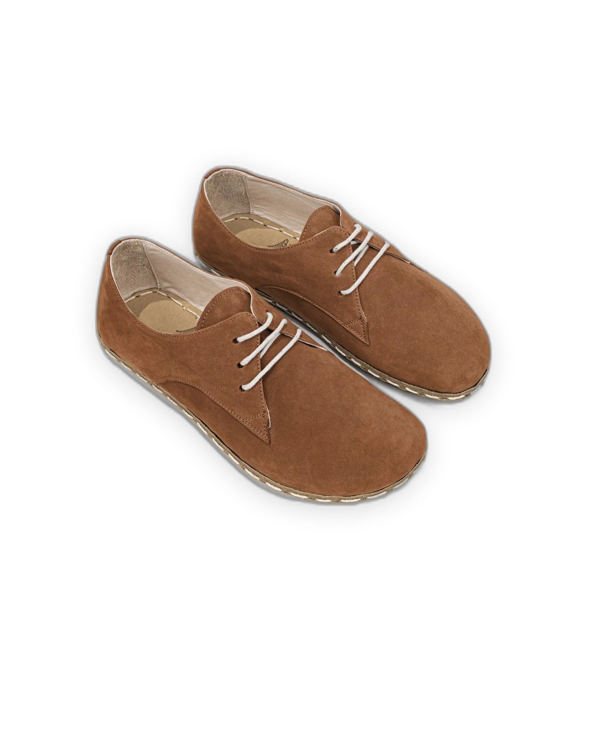 Men's Tan Nubuck Oxford Shoes - Handcrafted Calf Leather Wide Toe Box | Bespoky