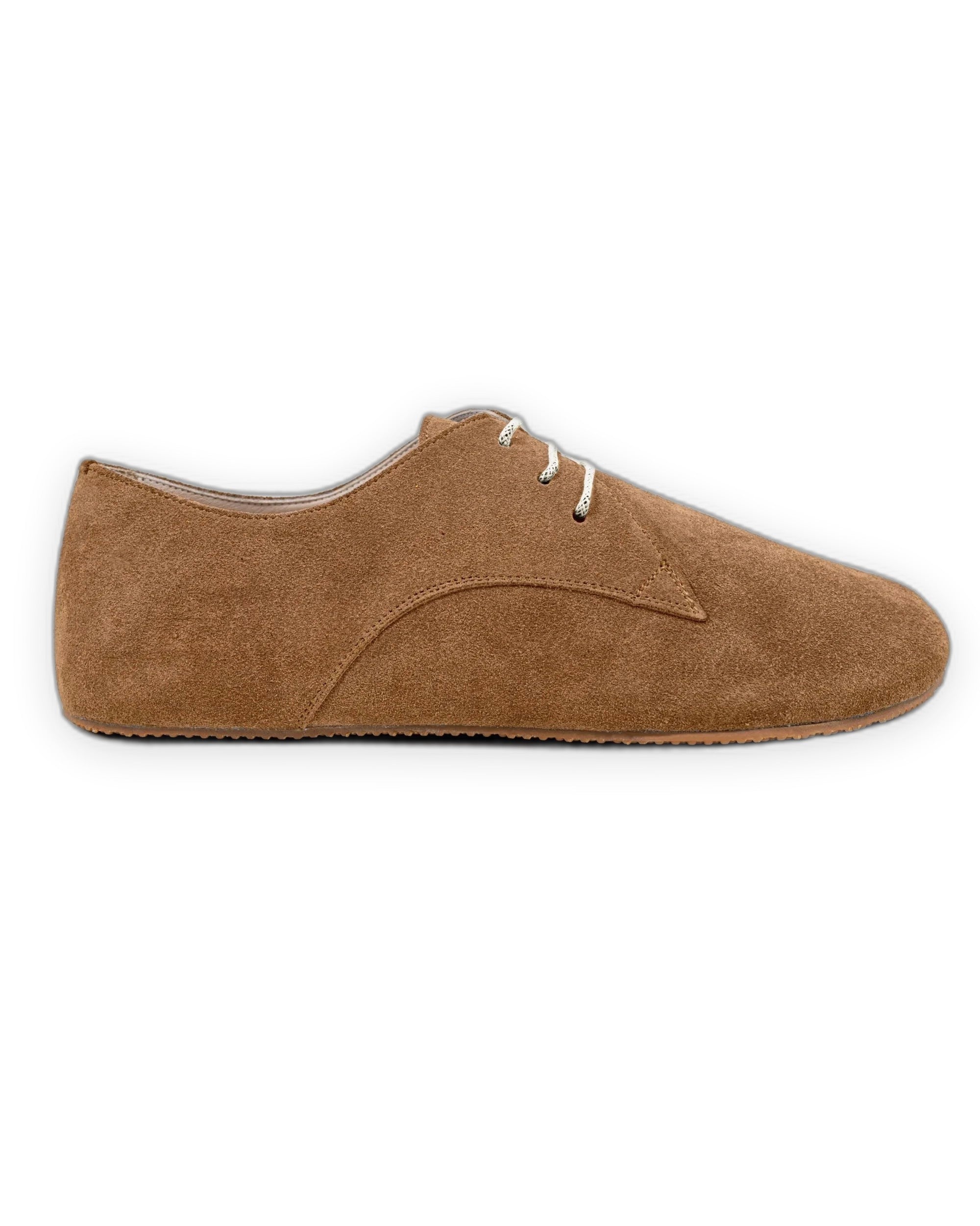 Side view Tan Suede Oxford Shoes - Calf Leather Zero Drop | Bespoky