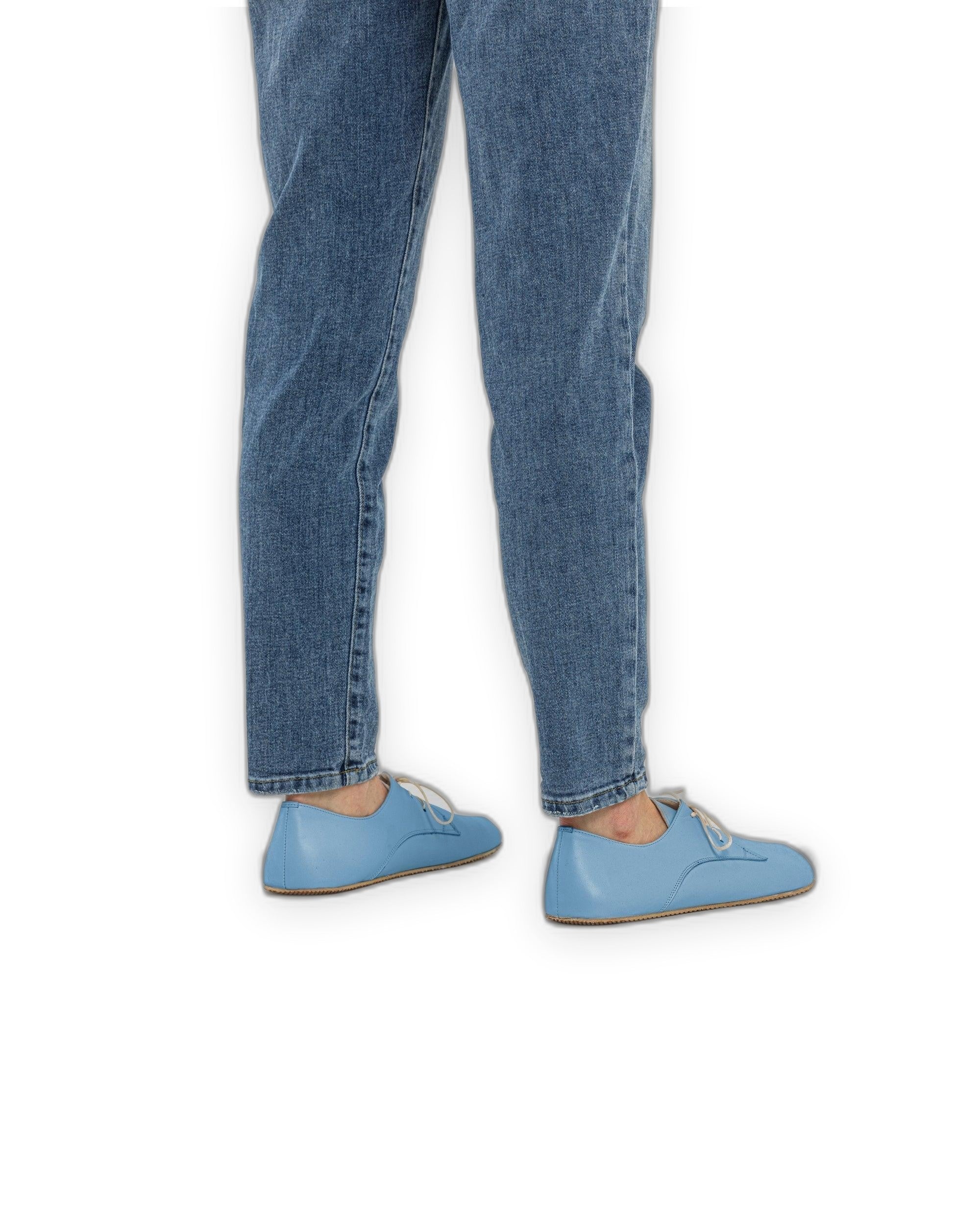 Pair Baby Blue Oxford Shoes - Barefoot Wide Toe Calf Leather | Bespoky
