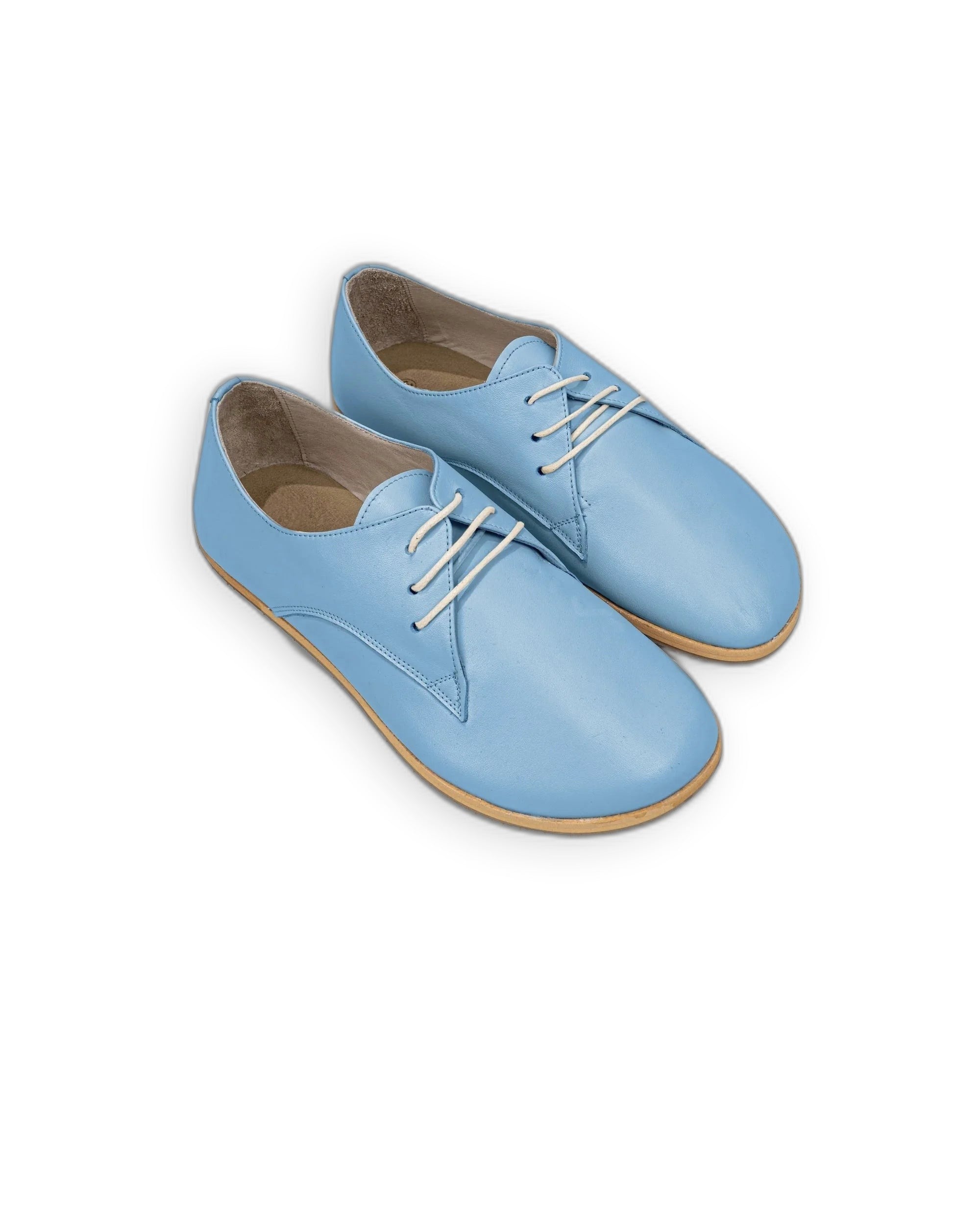 Women's Baby Blue Oxford Shoes - Handcrafted Calf Leather Wide Toe Box | Bespoky