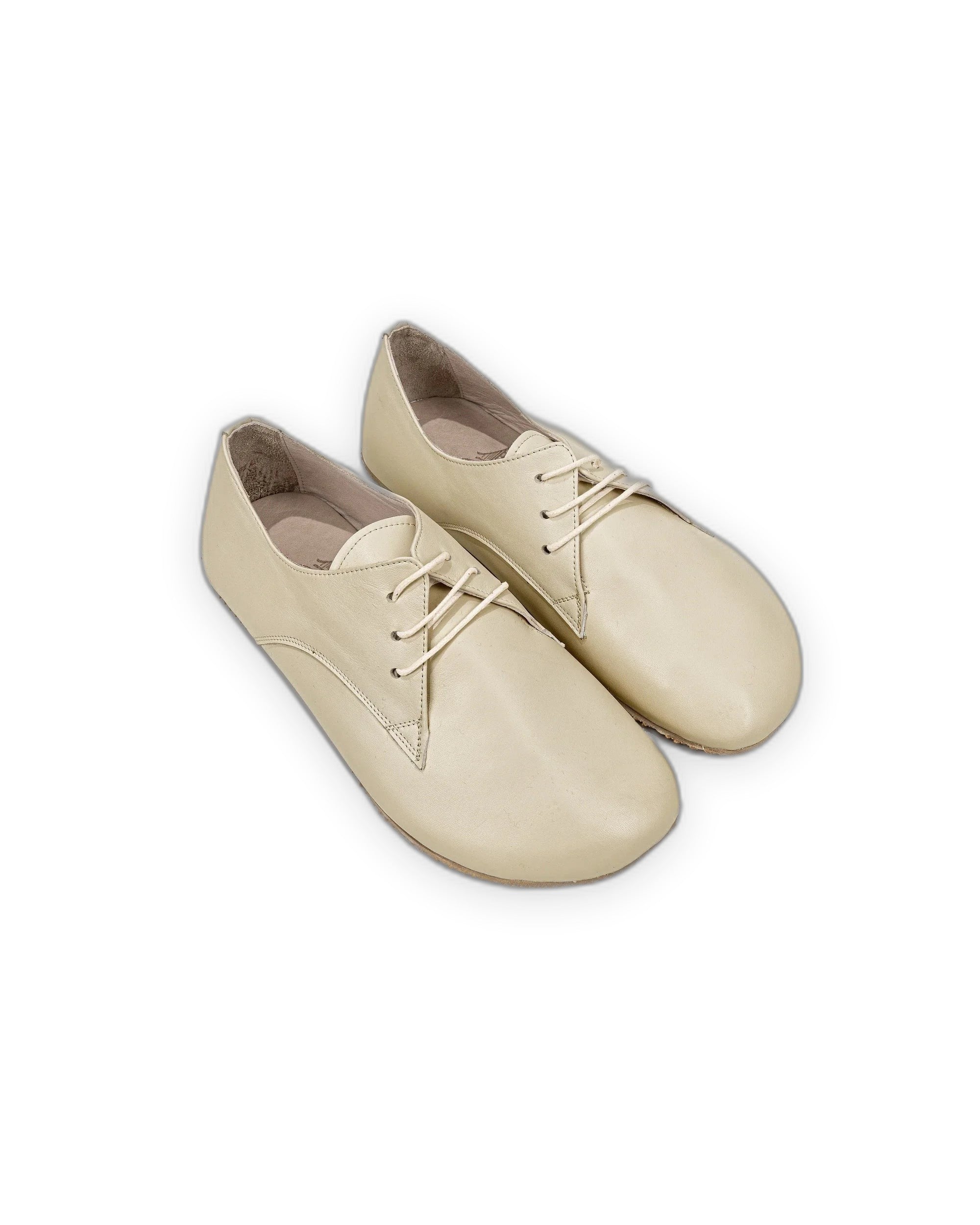 Women's Beige Oxford Shoes - Handcrafted Calf Leather Wide Toe Box | Bespoky