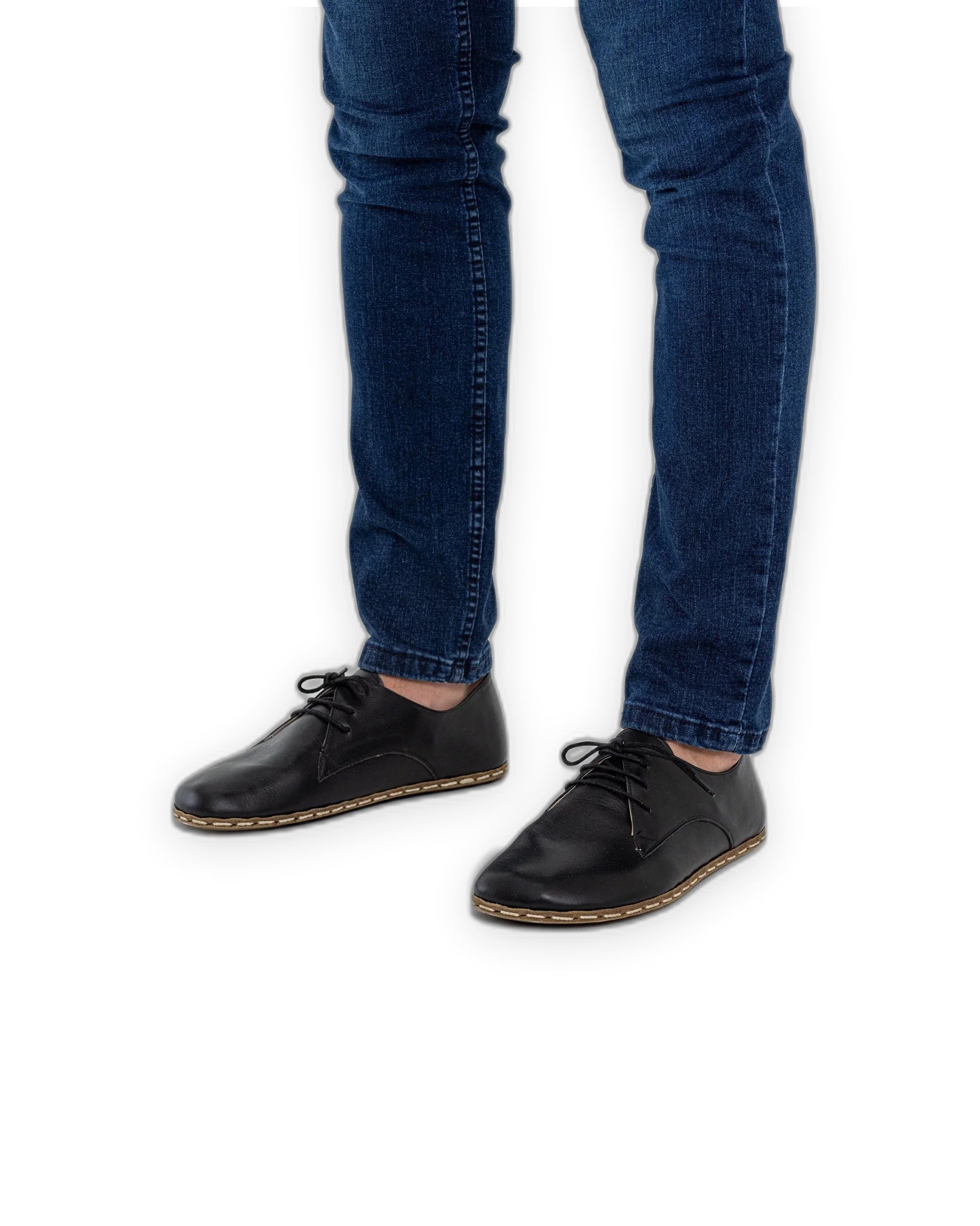 Pair Black Oxford Shoes - Barefoot Wide Toe Calf Leather | Bespoky