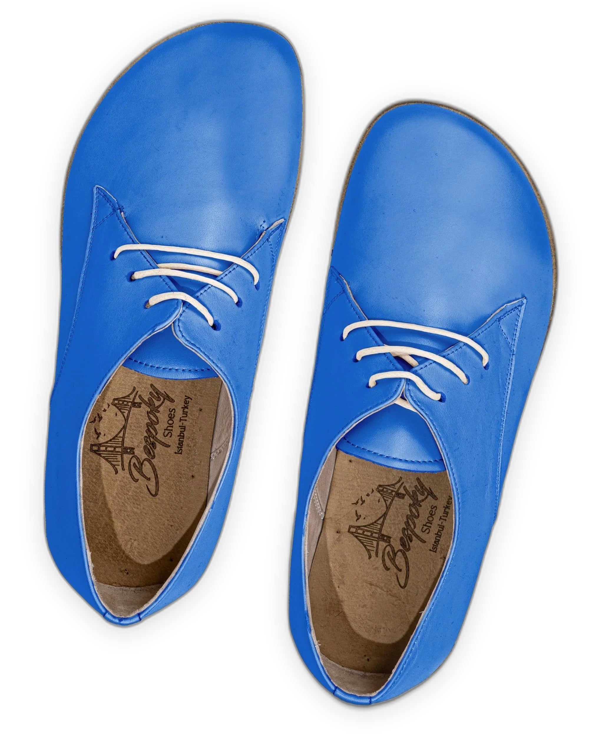 Side view Blue Oxford Shoes - Calf Leather Zero Drop | Bespoky