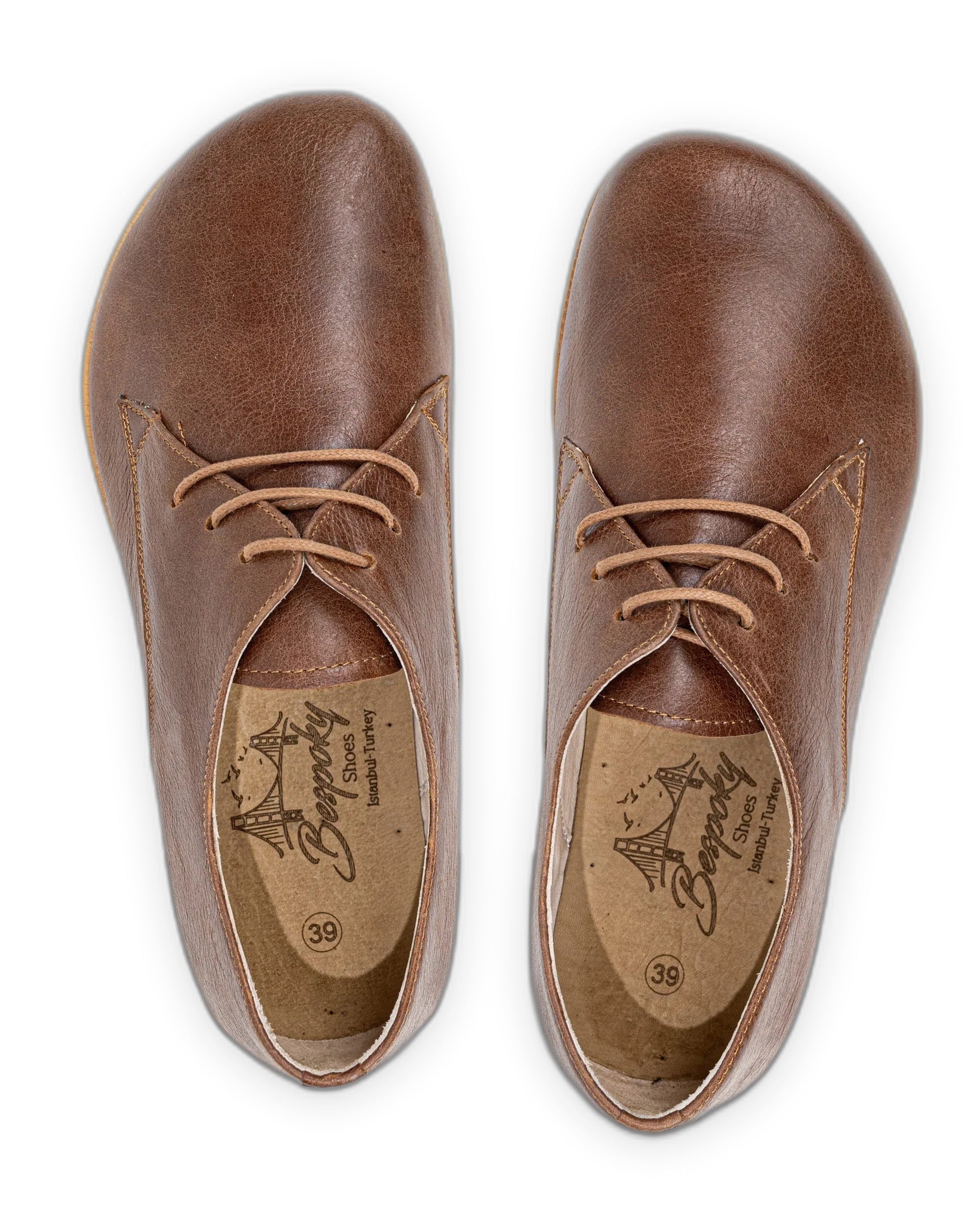 Side view Brown Oxford Shoes - Calf Leather Zero Drop | Bespoky