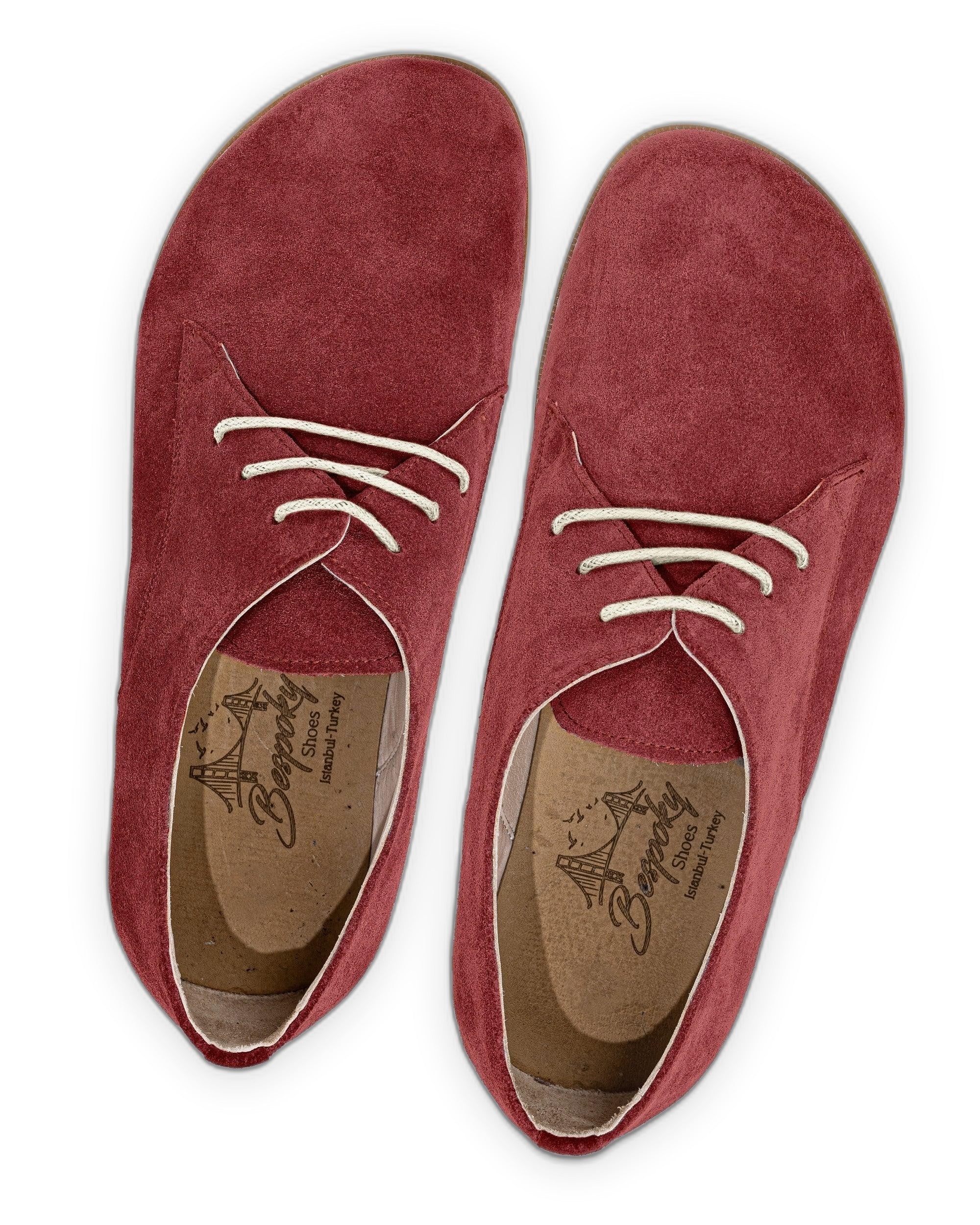 Side view Burgundy Oxford Shoes - Calf Leather Zero Drop | Bespoky