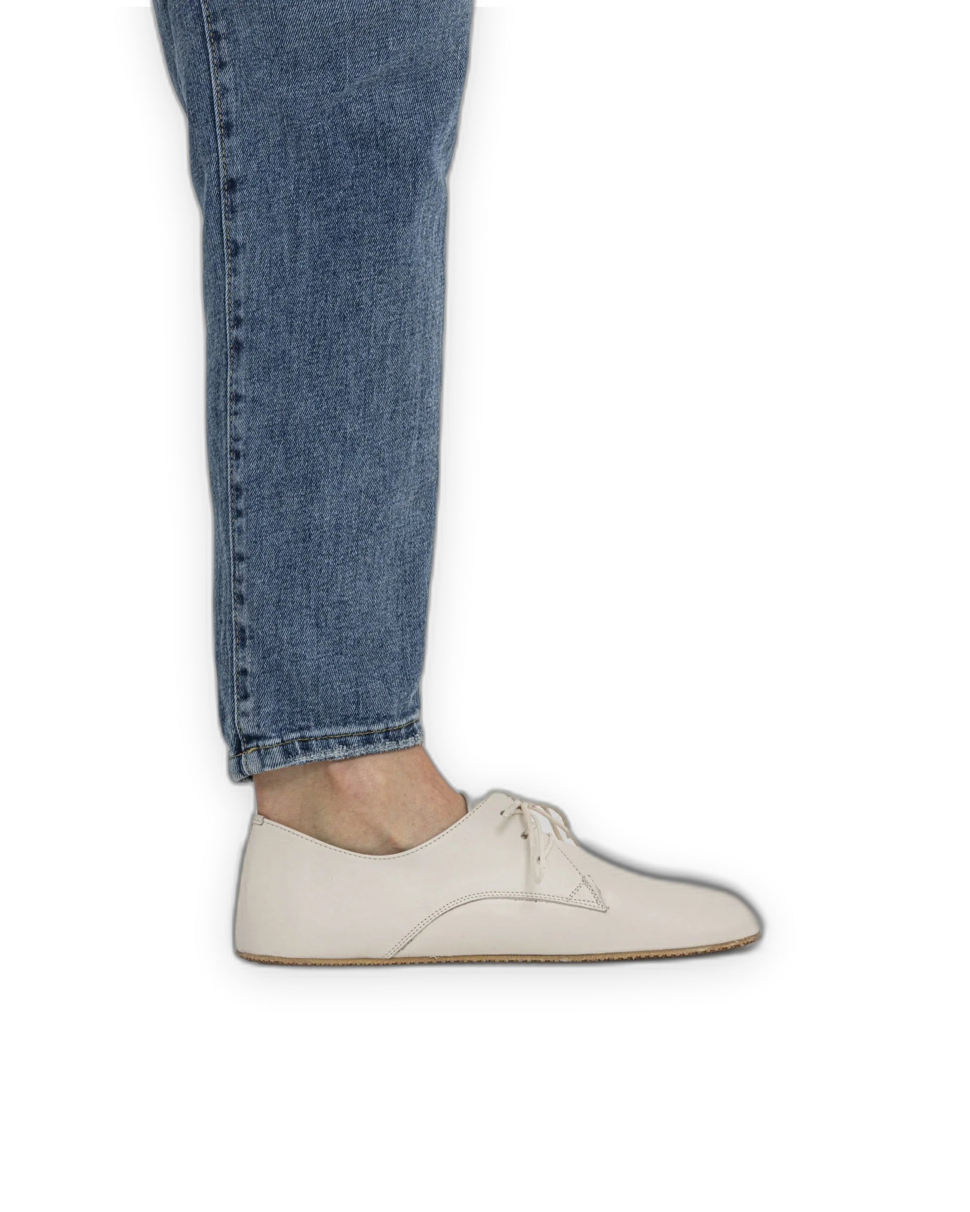 Side view Cream Oxford Shoes - Calf Leather Zero Drop | Bespoky