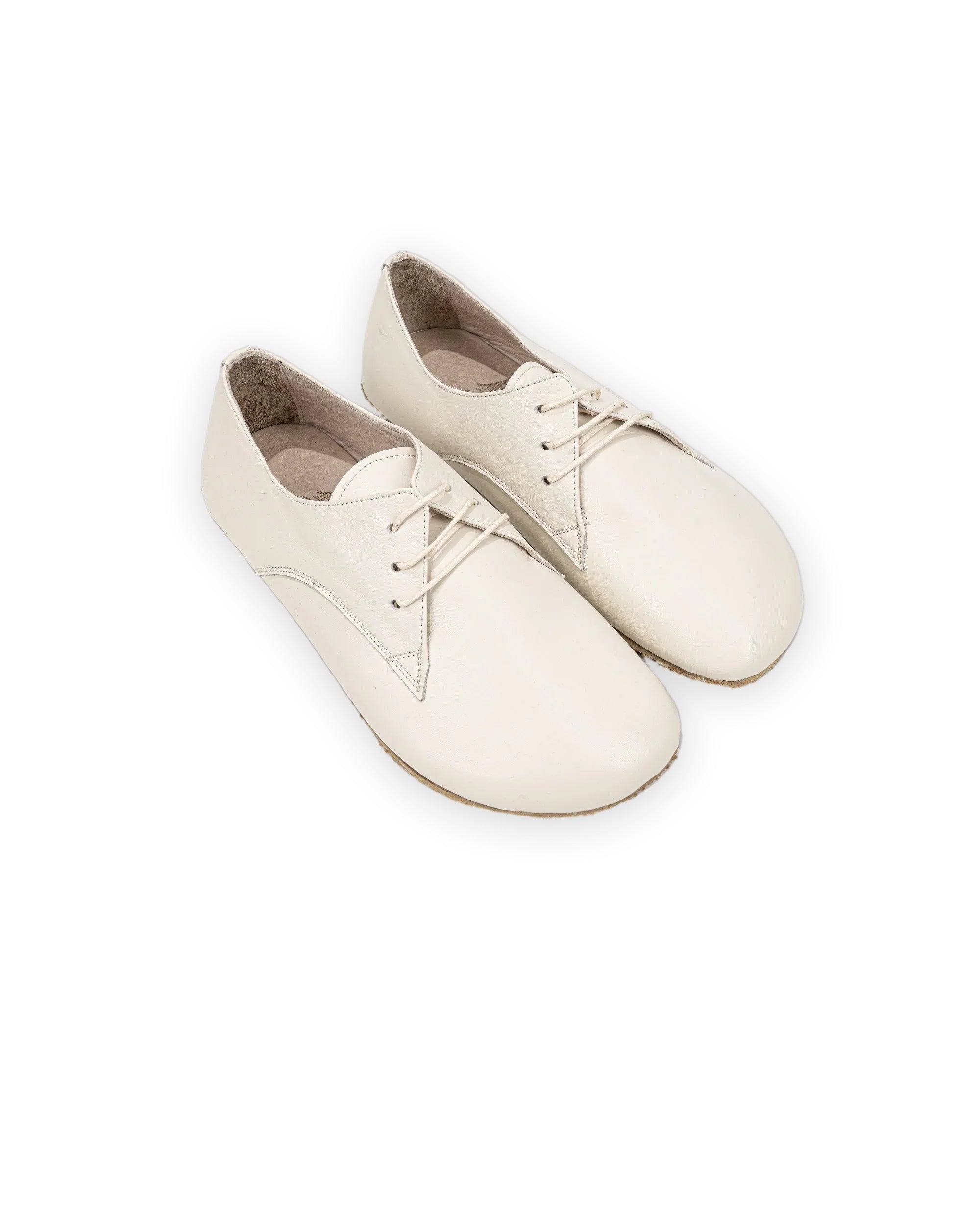 Women's Cream Oxford Shoes - Handcrafted Calf Leather Wide Toe Box | Bespoky