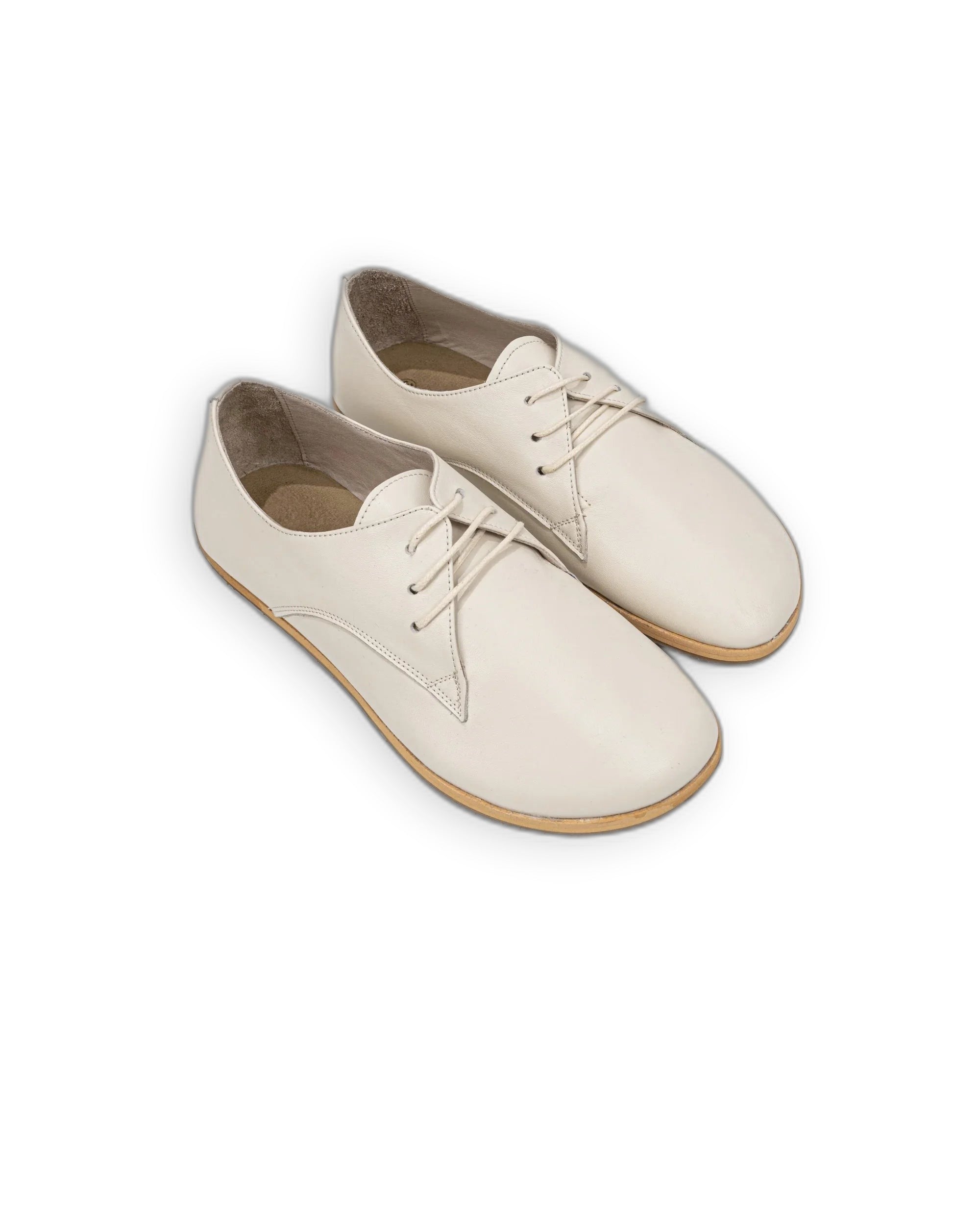 Women's Cream Oxford Shoes - Handcrafted Calf Leather Wide Toe Box | Bespoky