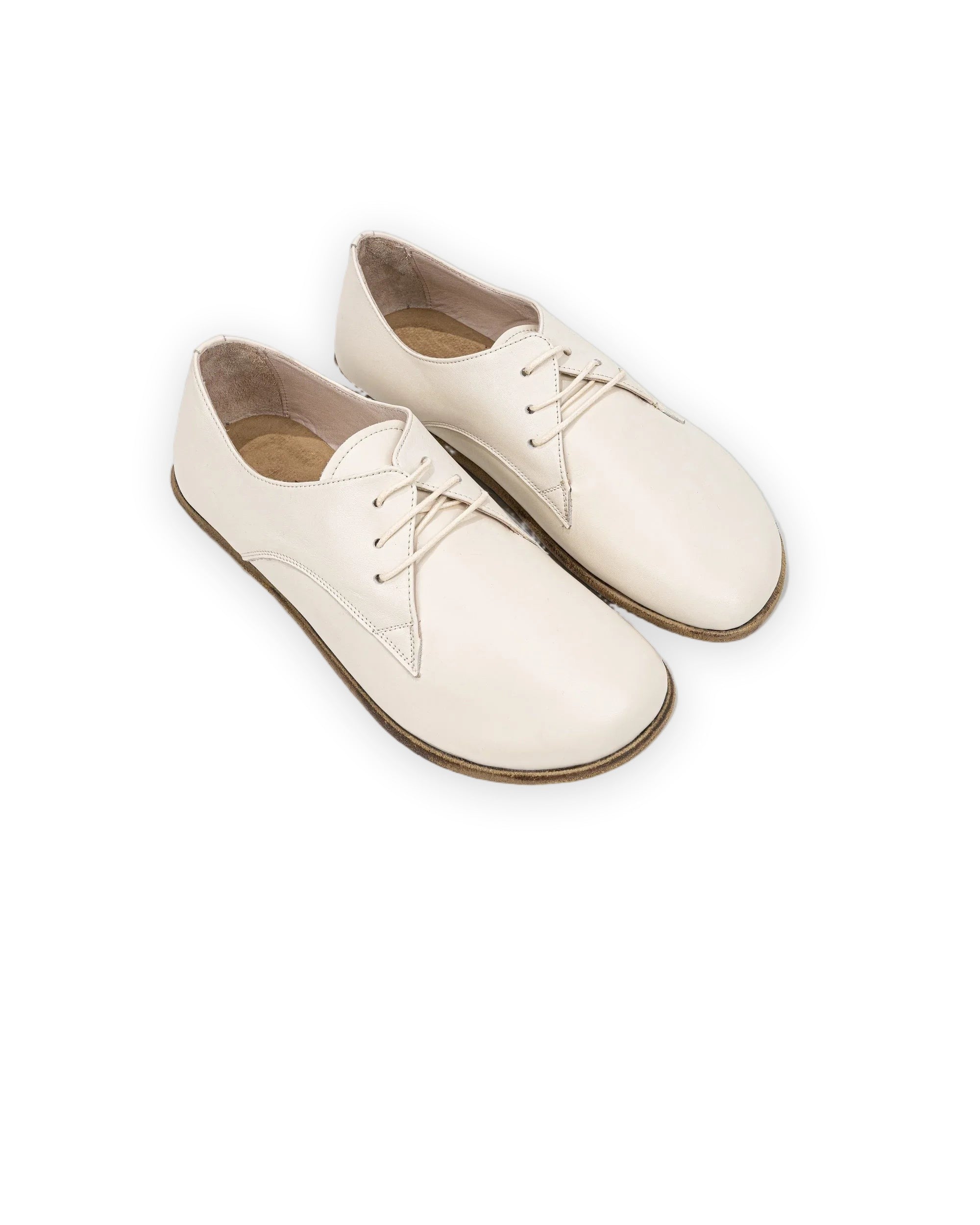 Women's Cream Oxford Shoes - Handcrafted Calf Leather Wide Toe Box | Bespoky