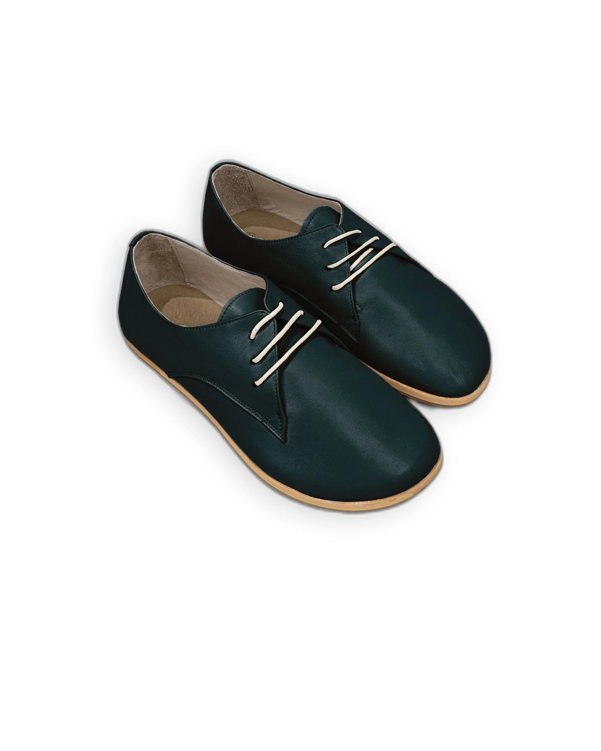 Women's Dark Green Oxford Shoes - Handcrafted Calf Leather Wide Toe Box | Bespoky