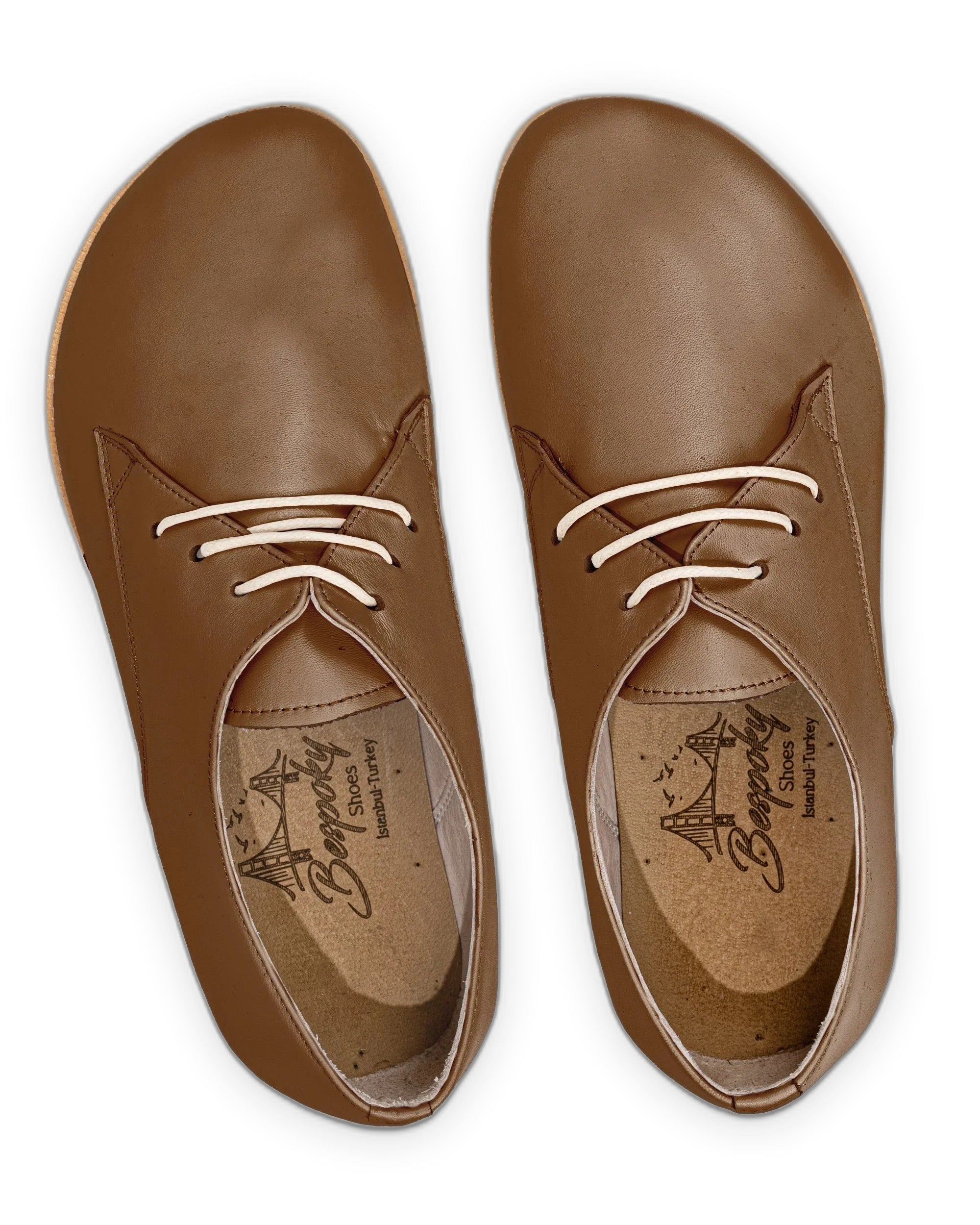 Side view Dark Tan Oxford Shoes - Calf Leather Zero Drop | Bespoky