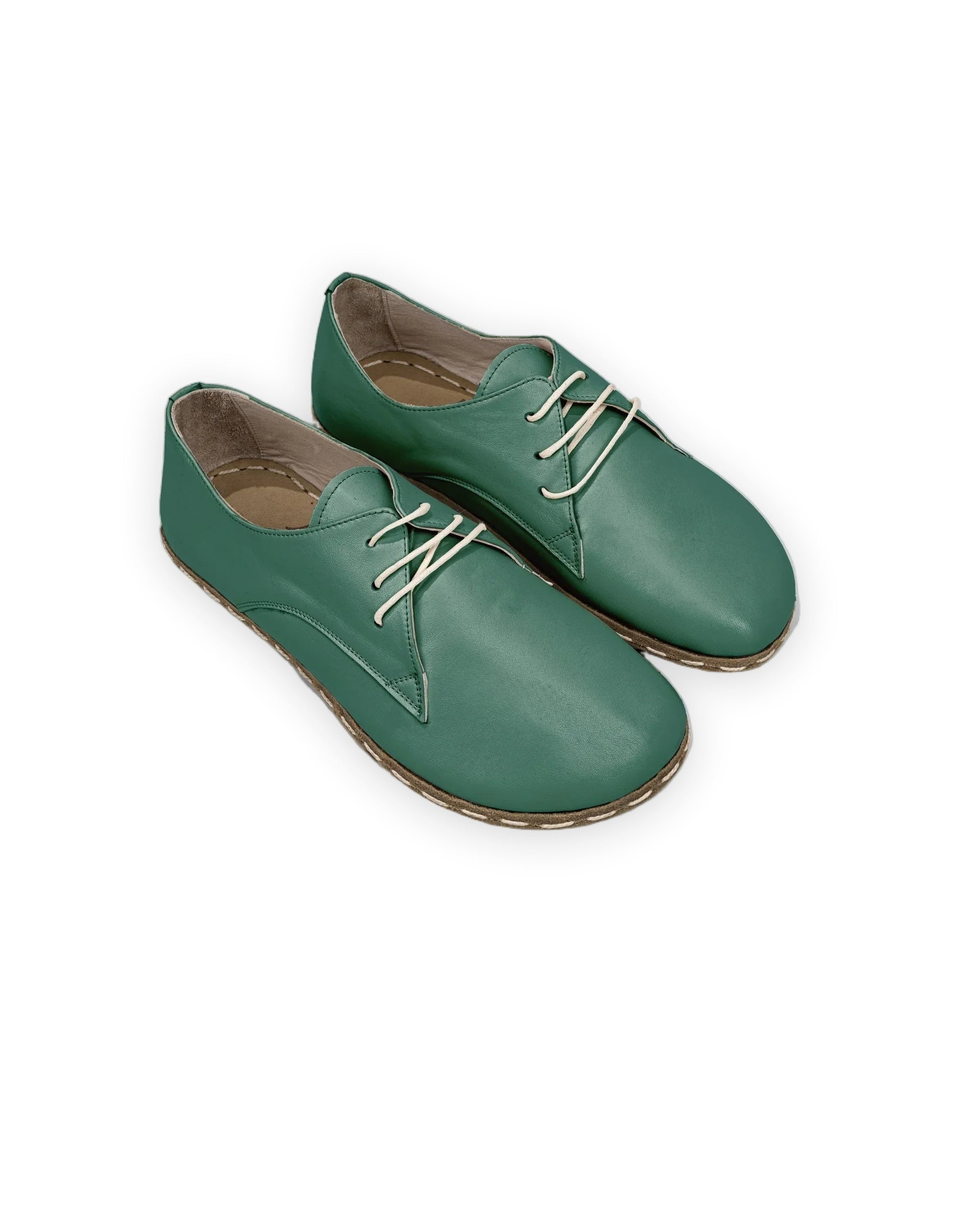 Women's Green Oxford Shoes - Handcrafted Calf Leather Wide Toe Box | Bespoky