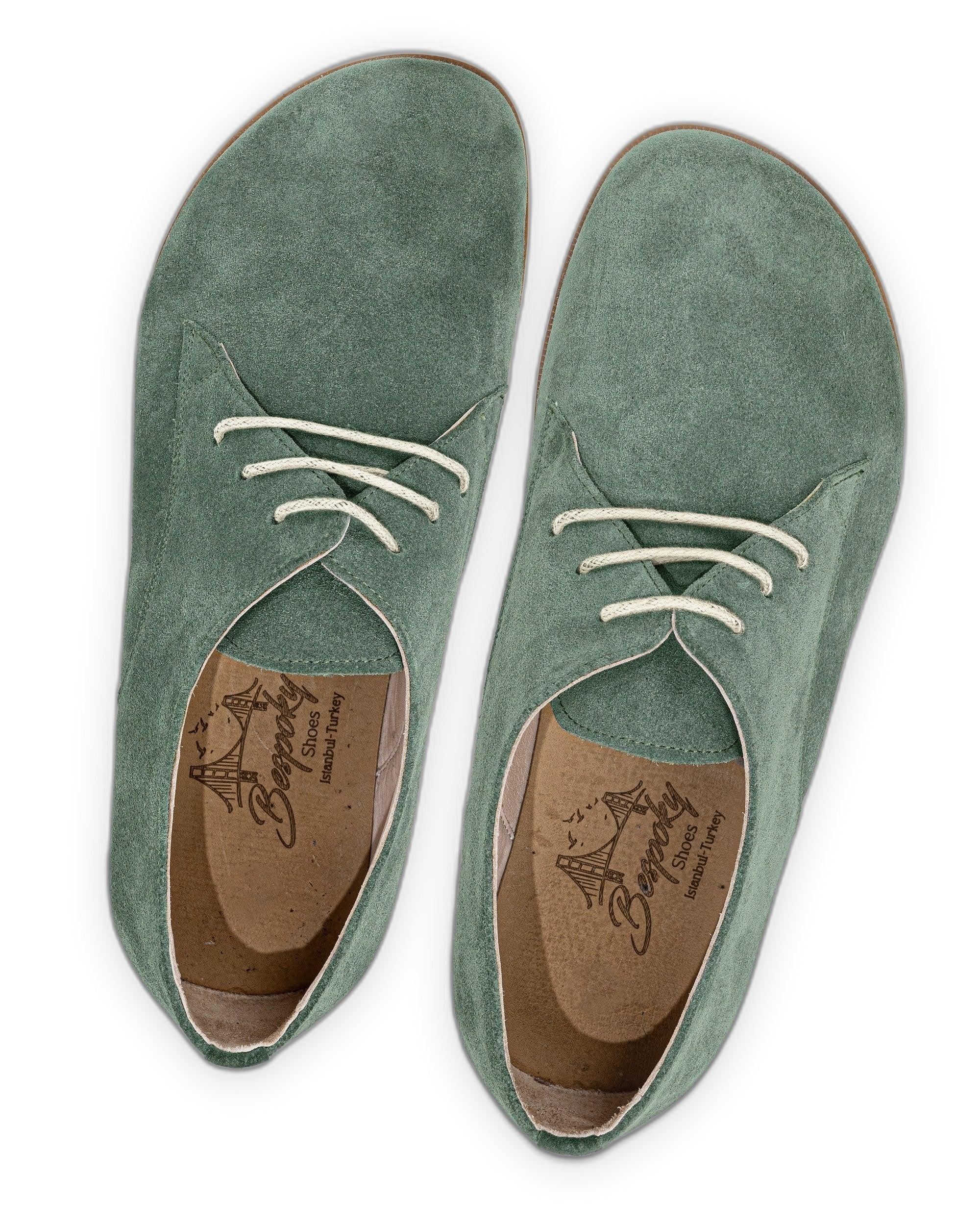 Side view Green Oxford Shoes - Calf Leather Zero Drop | Bespoky