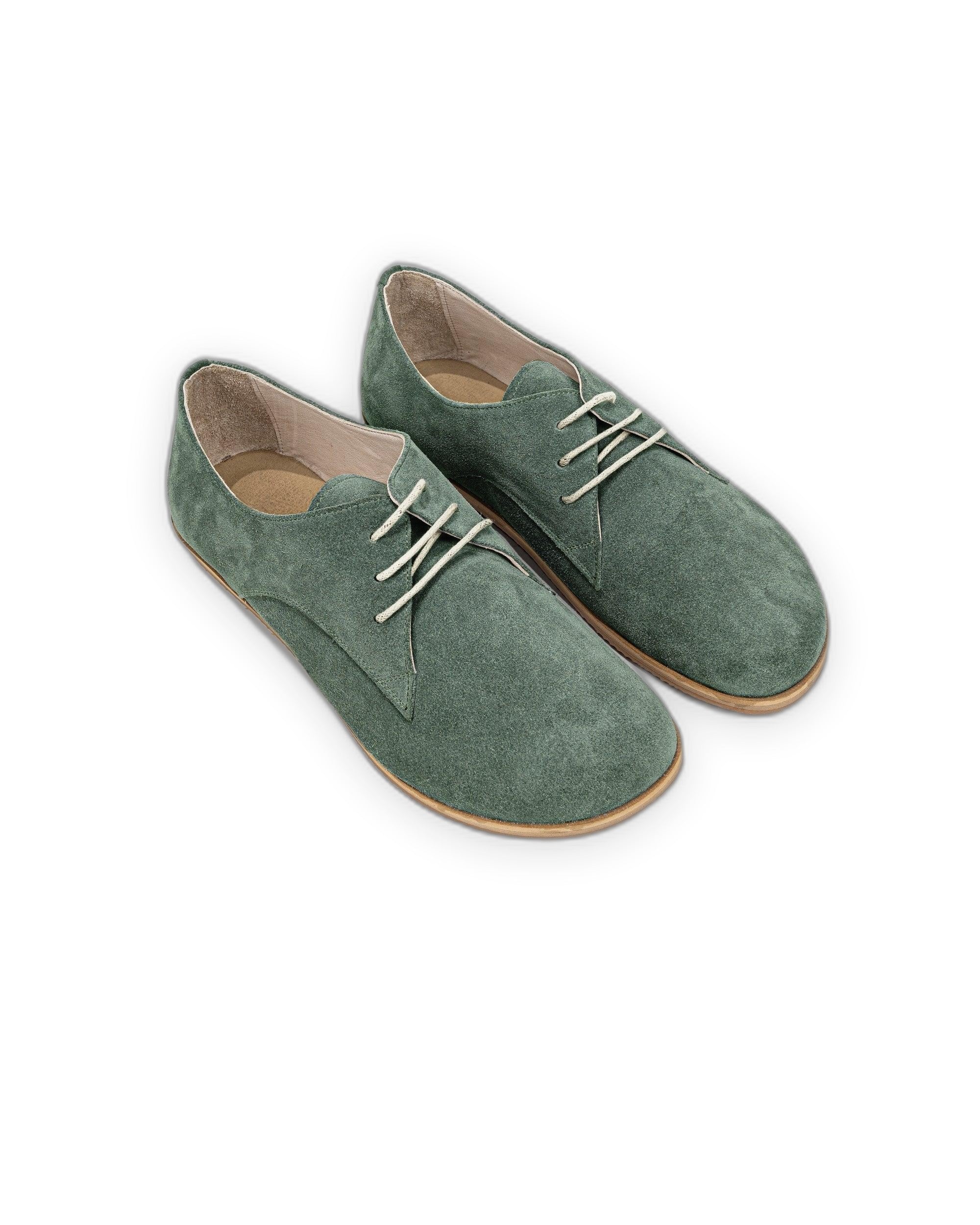 Women's Green Oxford Shoes - Handcrafted Calf Leather Wide Toe Box | Bespoky