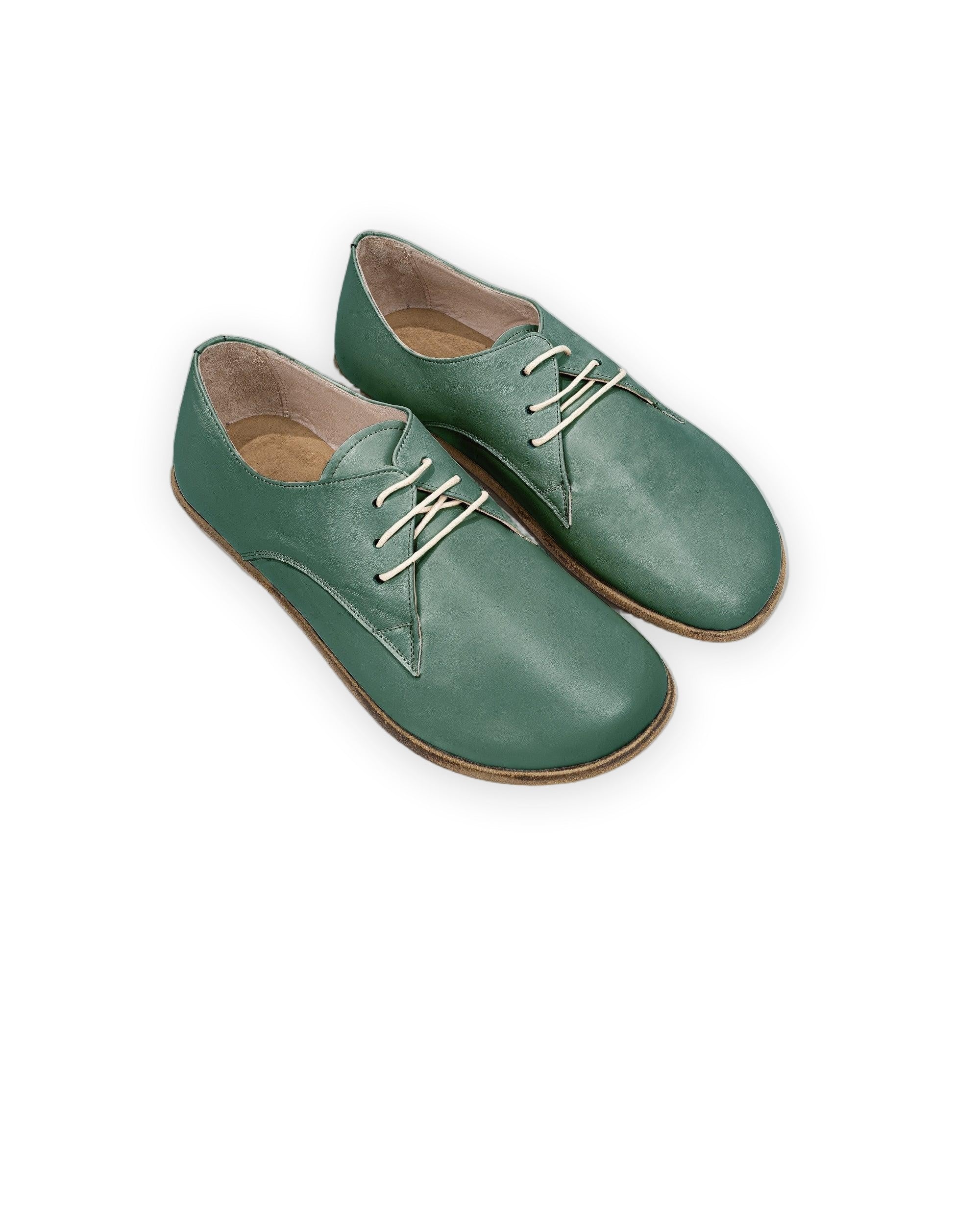 Women's Green Oxford Shoes - Handcrafted Calf Leather Wide Toe Box | Bespoky