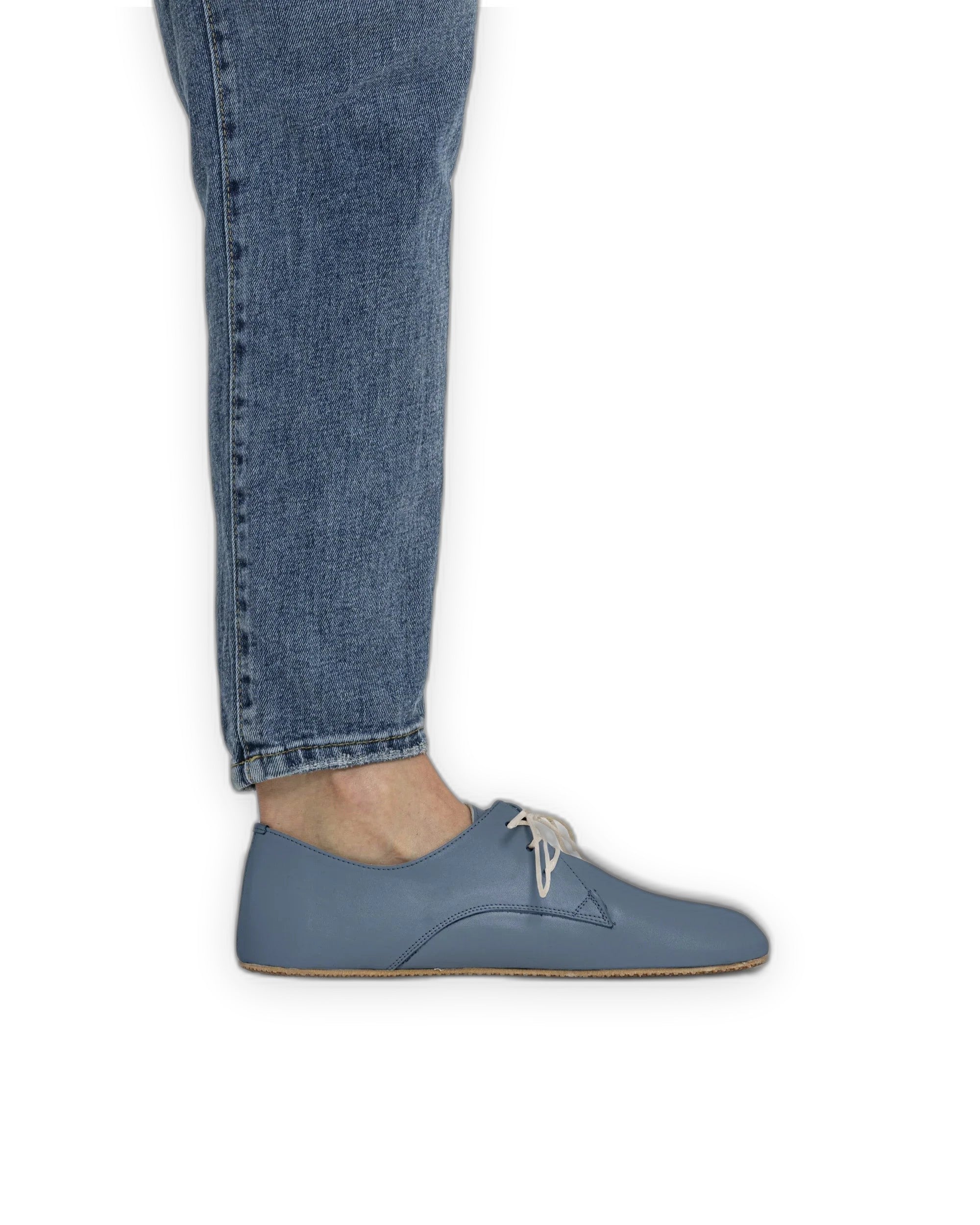 Pair Jean Blue Oxford Shoes - Barefoot Wide Toe Calf Leather | Bespoky