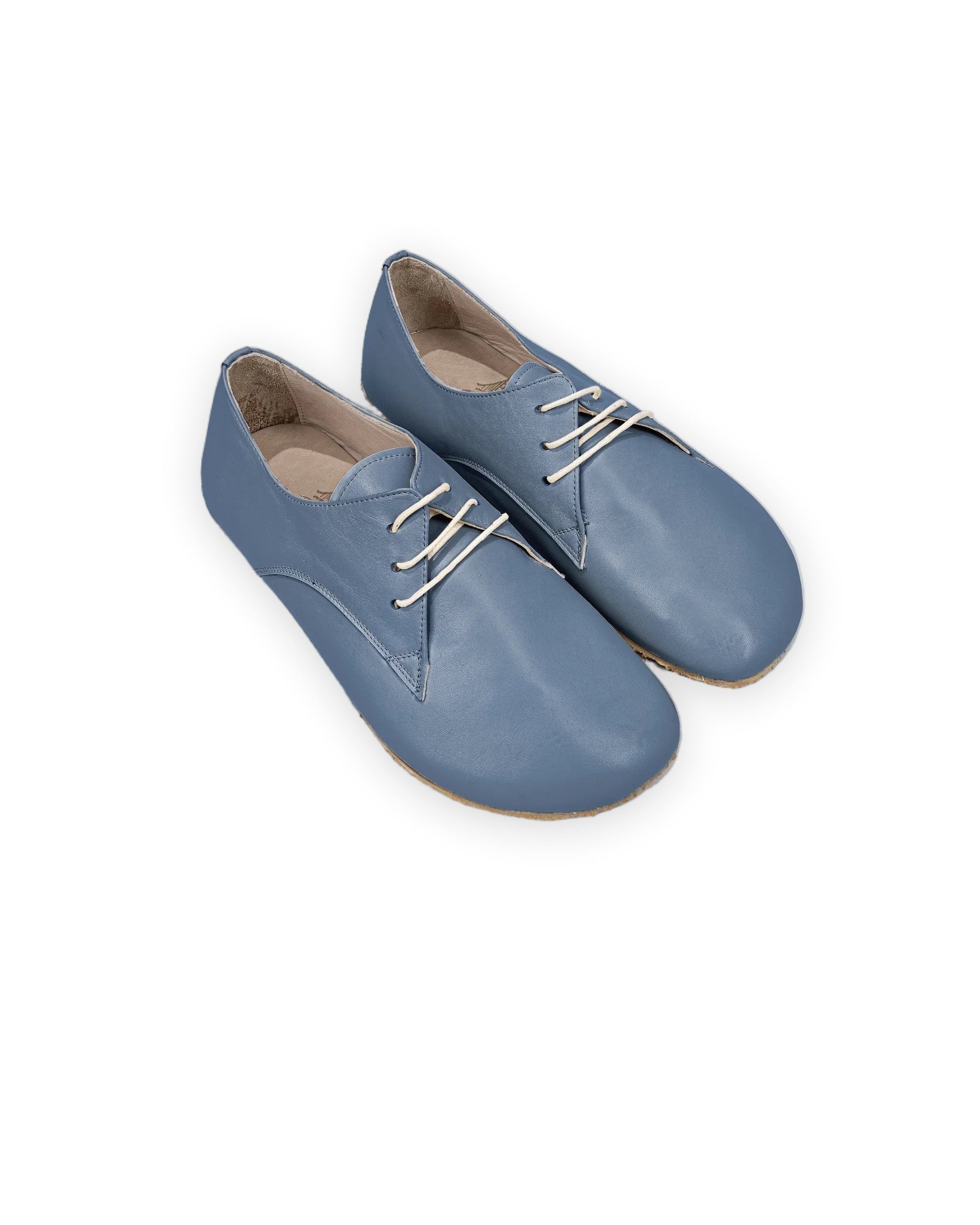 Women's Jean Blue Oxford Shoes - Handcrafted Calf Leather Wide Toe Box | Bespoky