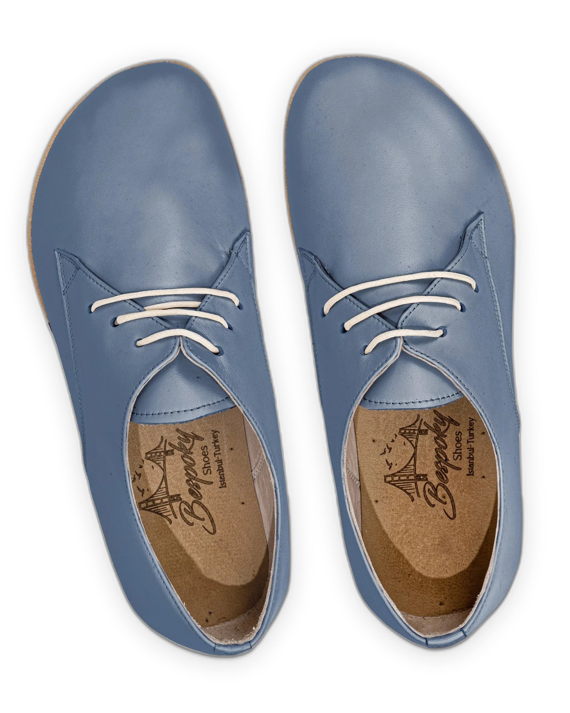 Side view Jean Blue Oxford Shoes - Calf Leather Zero Drop | Bespoky