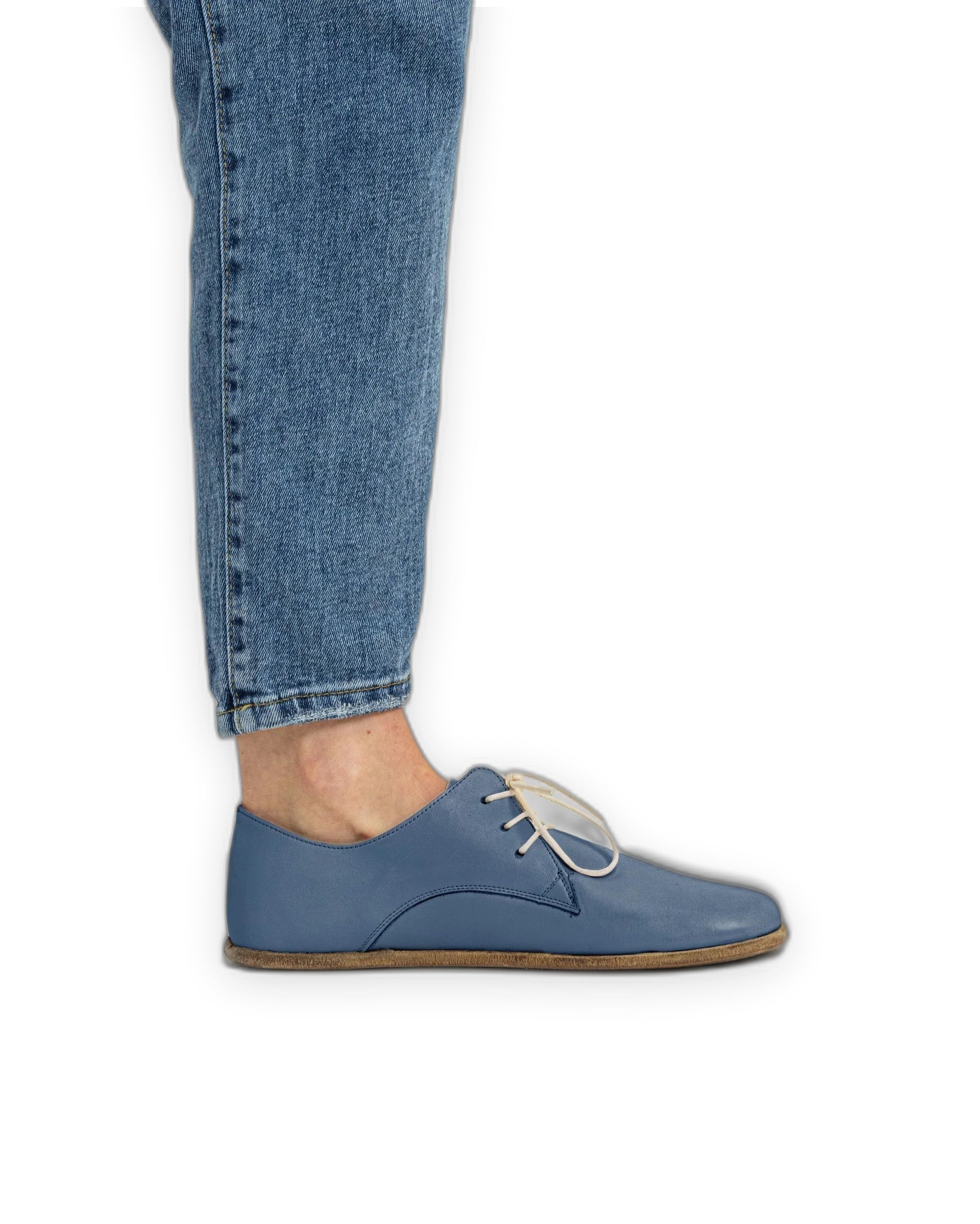 Pair Jean Blue Oxford Shoes - Barefoot Wide Toe Calf Leather | Bespoky