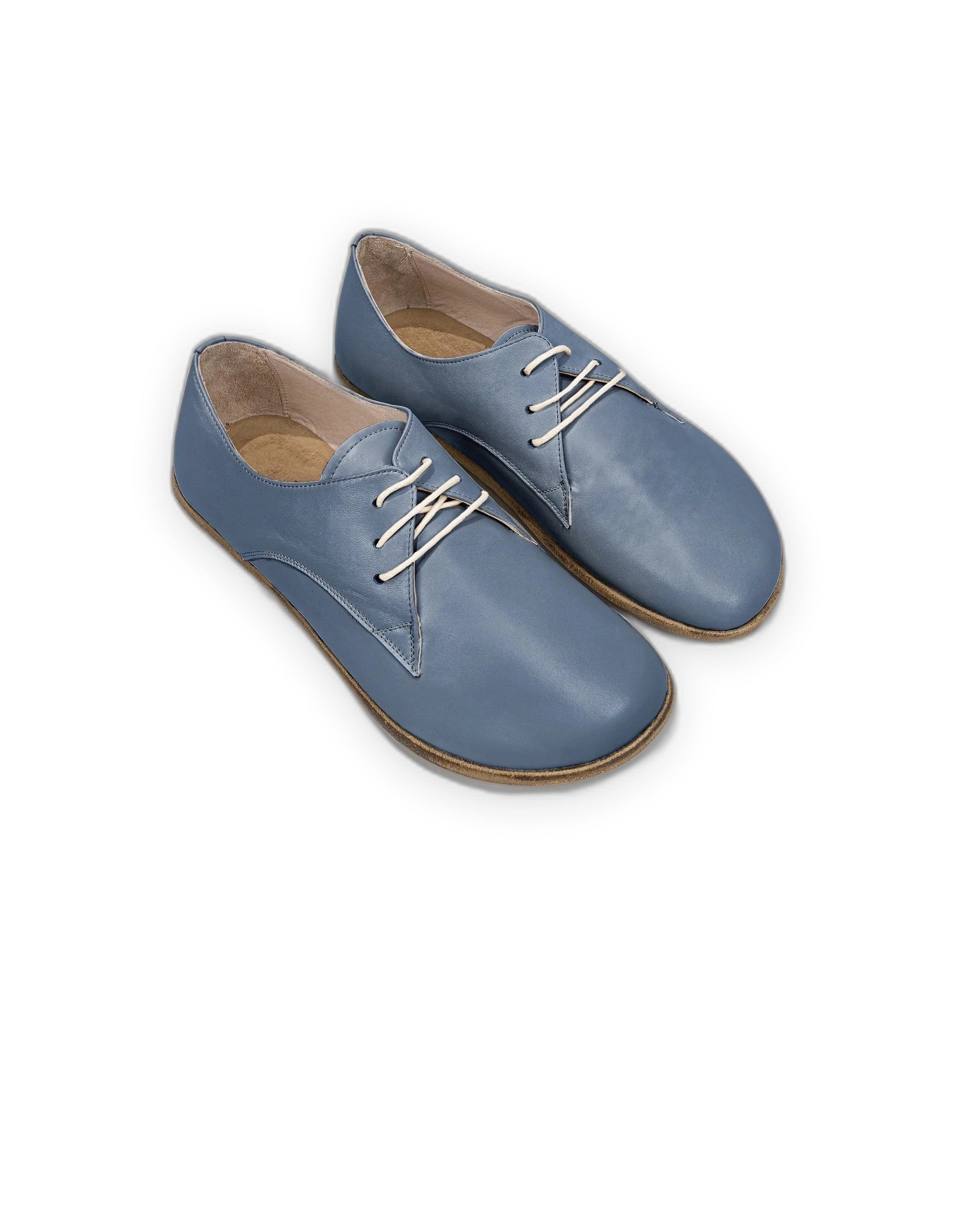 Women's Jean Blue Oxford Shoes - Handcrafted Calf Leather Wide Toe Box | Bespoky
