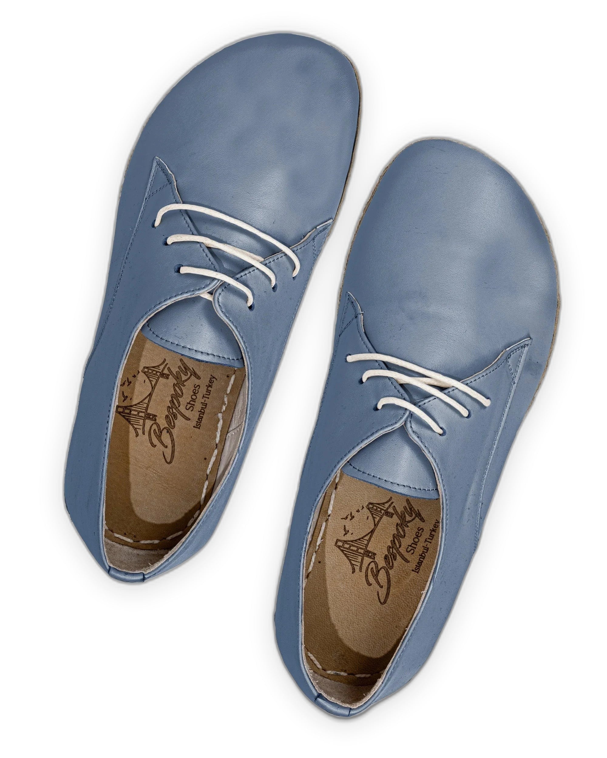 Top view Jean Blue Oxford Shoes - Handcrafted Calf Leather | Bespoky