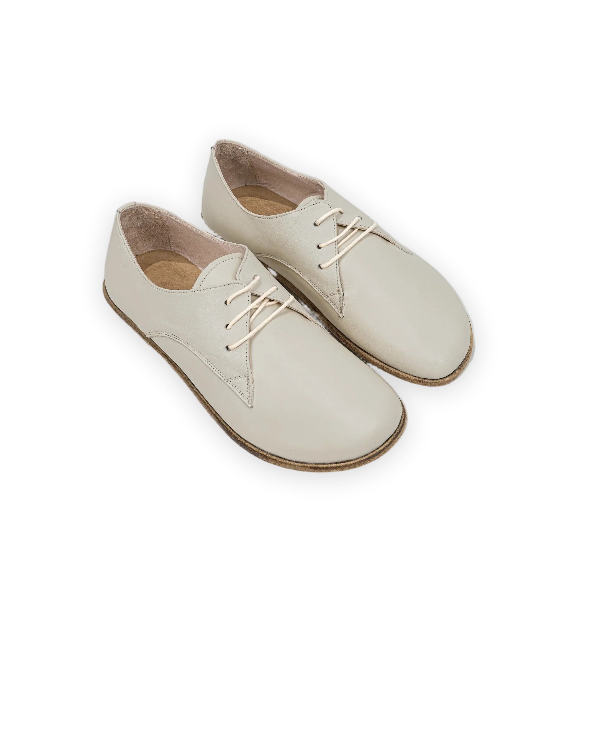 Women's Lucas Beige Oxford Shoes - Handcrafted Calf Leather Wide Toe Box | Bespoky